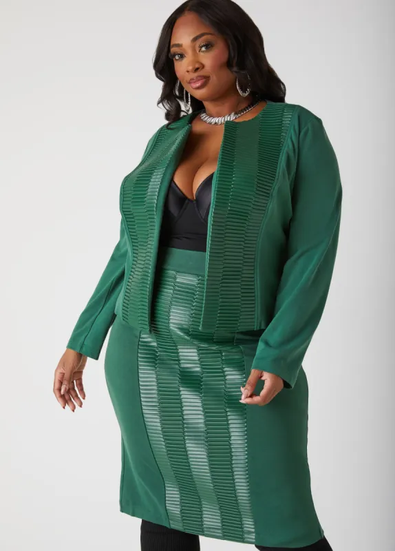 Pleated Faux Leather Ponte Skirt made by Ashley Stewart