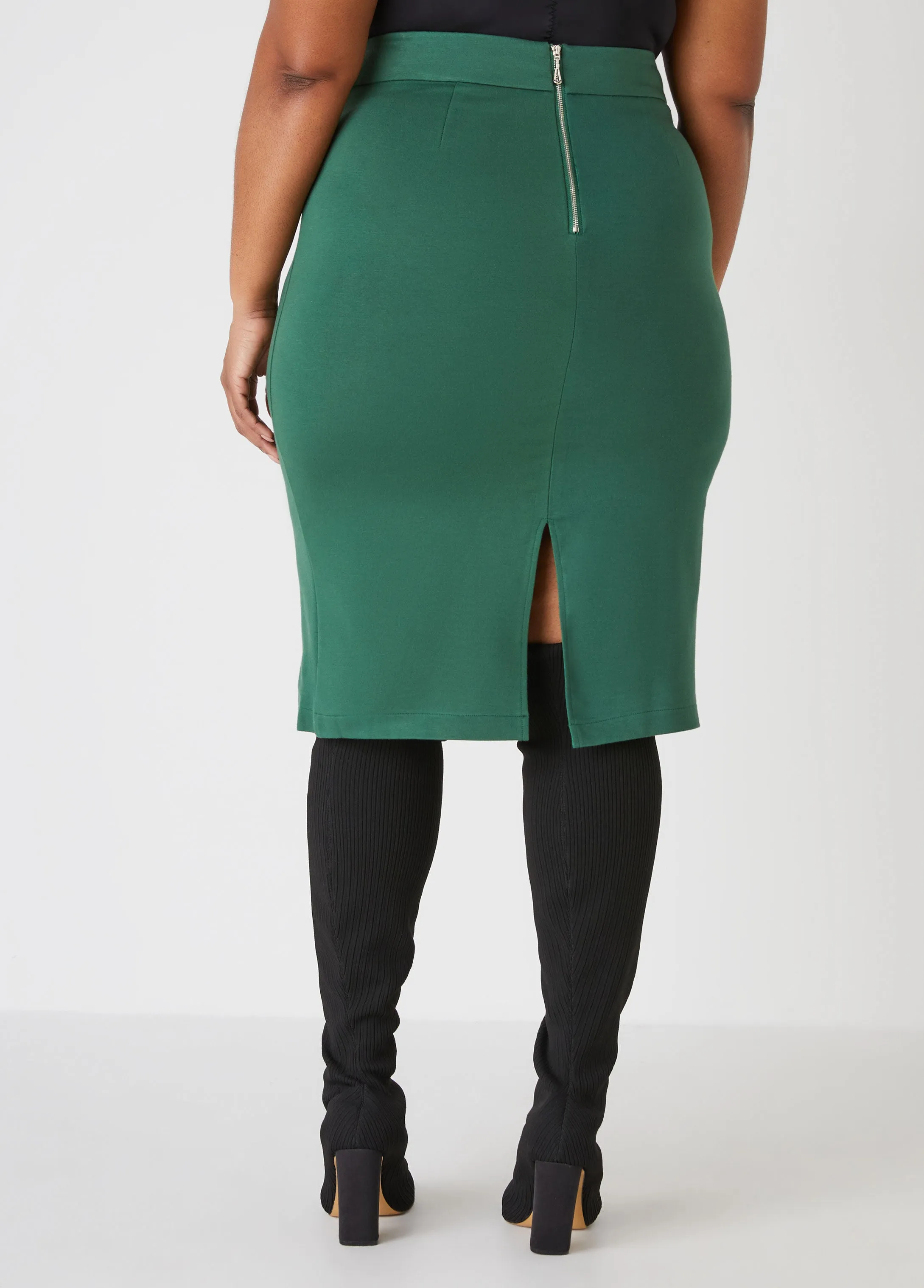 Pleated Faux Leather Ponte Skirt sold by Ashley Stewart product image thumbnail 2