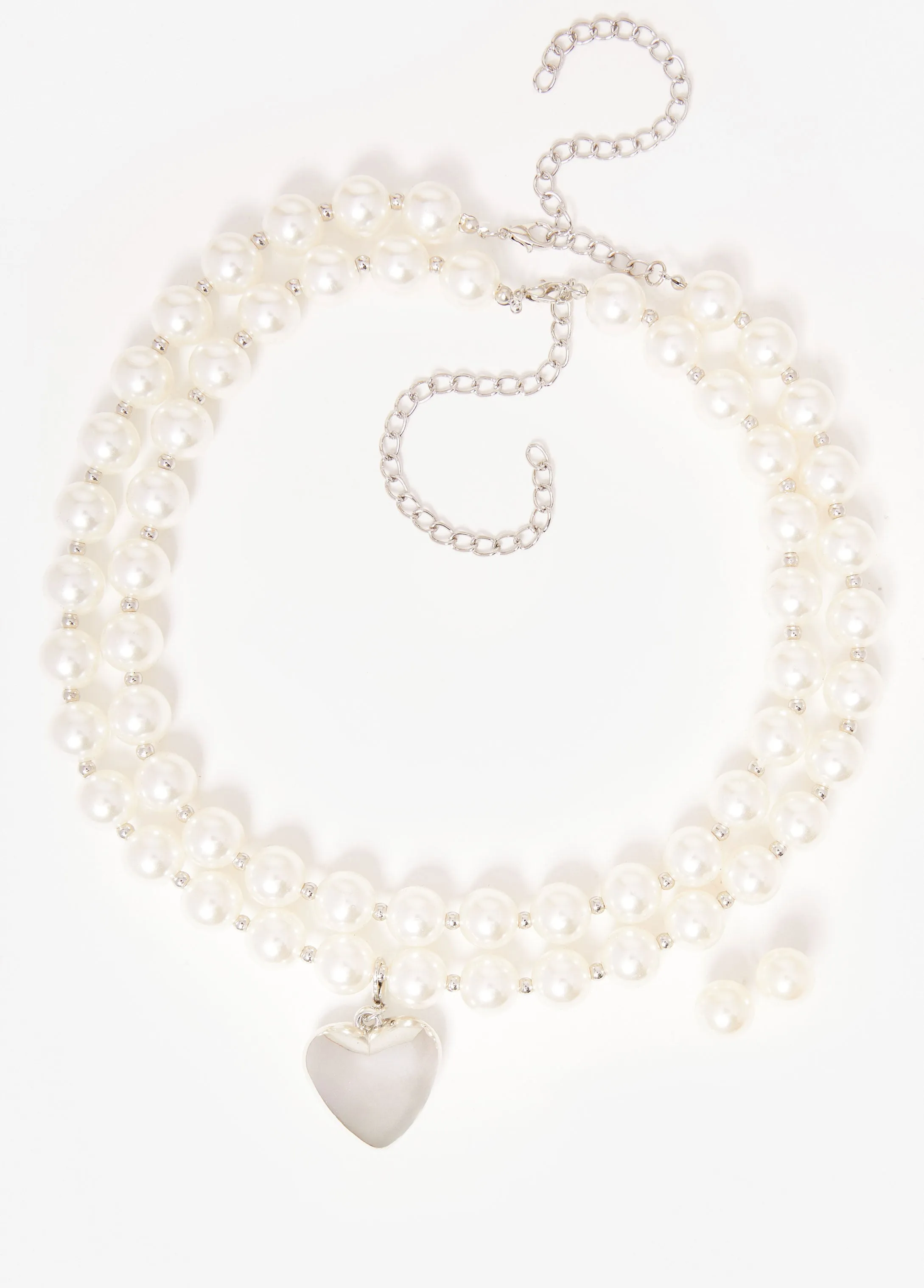 Heart Faux Pearl Necklace Set sold by Ashley Stewart product image thumbnail 2