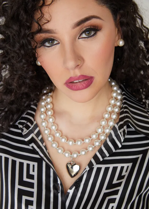 Heart Faux Pearl Necklace Set sold by Ashley Stewart