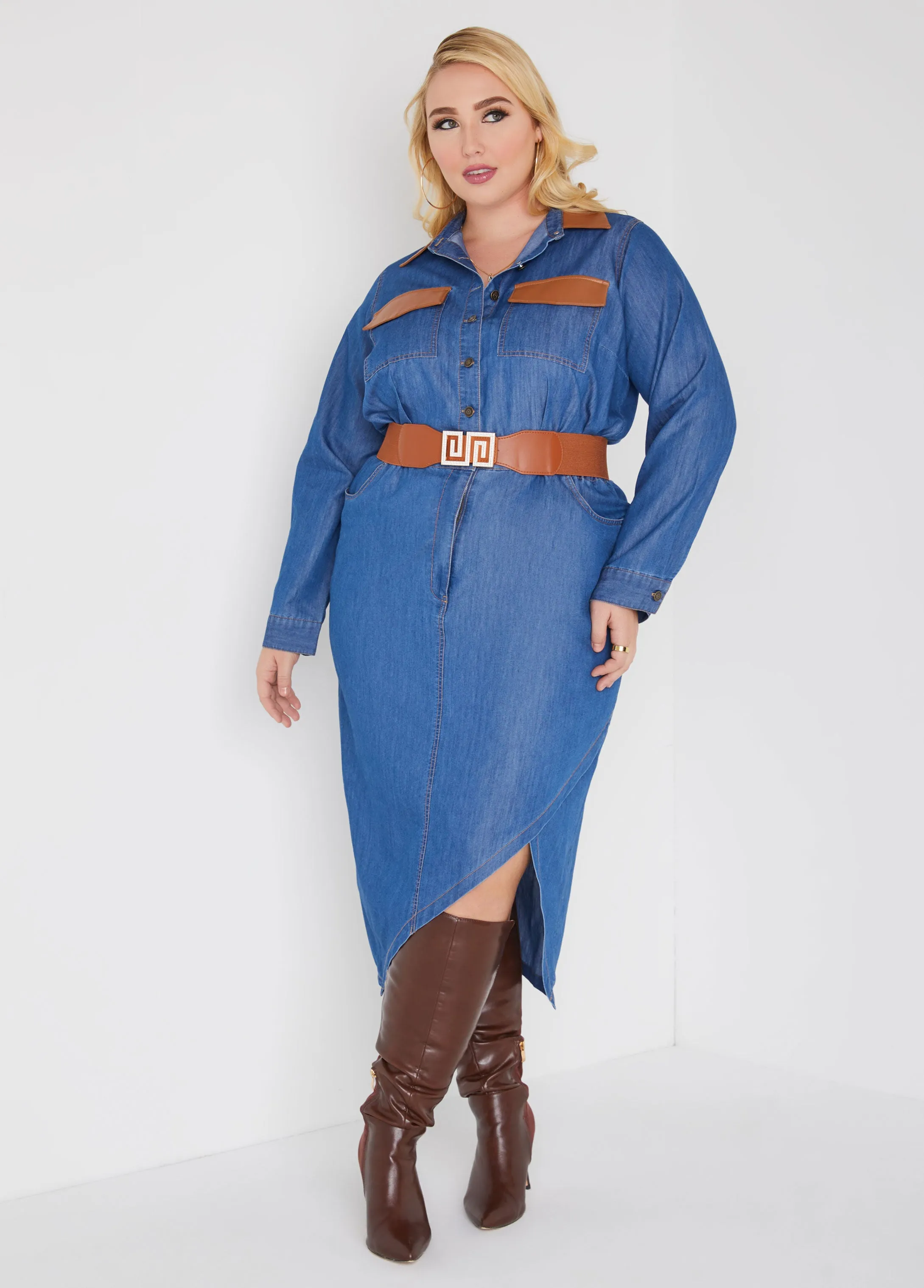 Embellished Buckle Stretch Belt sold by Ashley Stewart