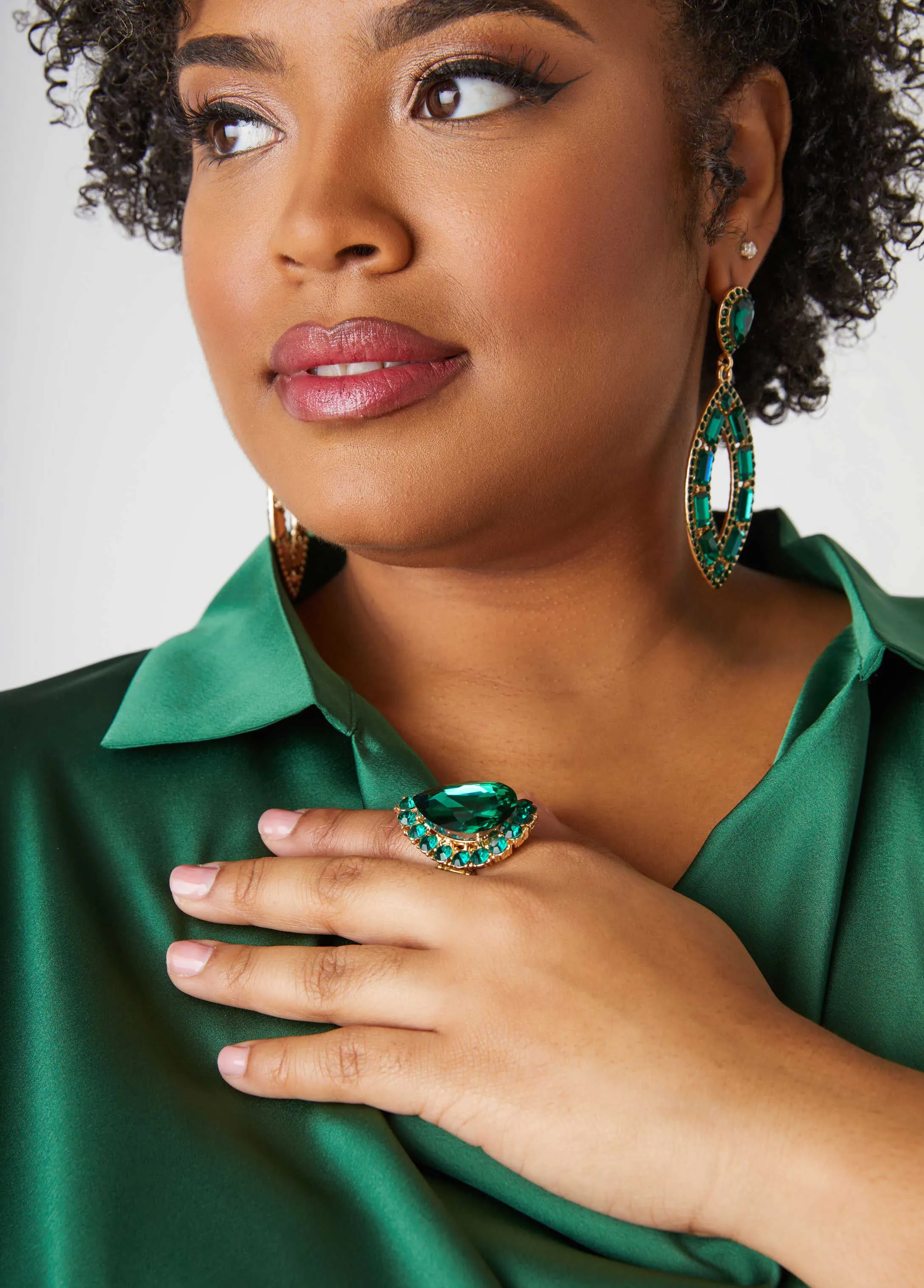 Pear Shaped Crystal Stretch Ring sold by Ashley Stewart