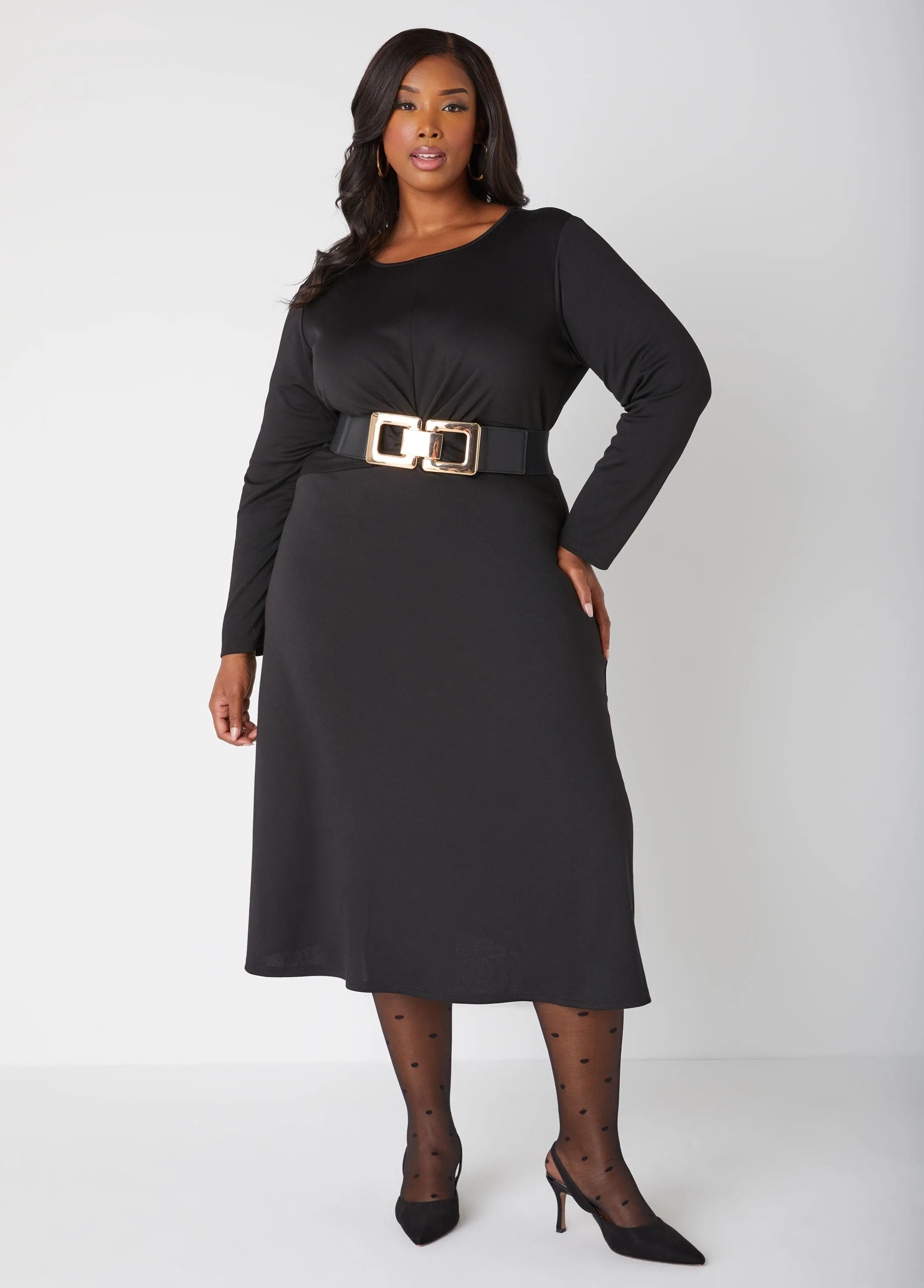 Paneled Square Buckle Stretch Belt sold by Ashley Stewart