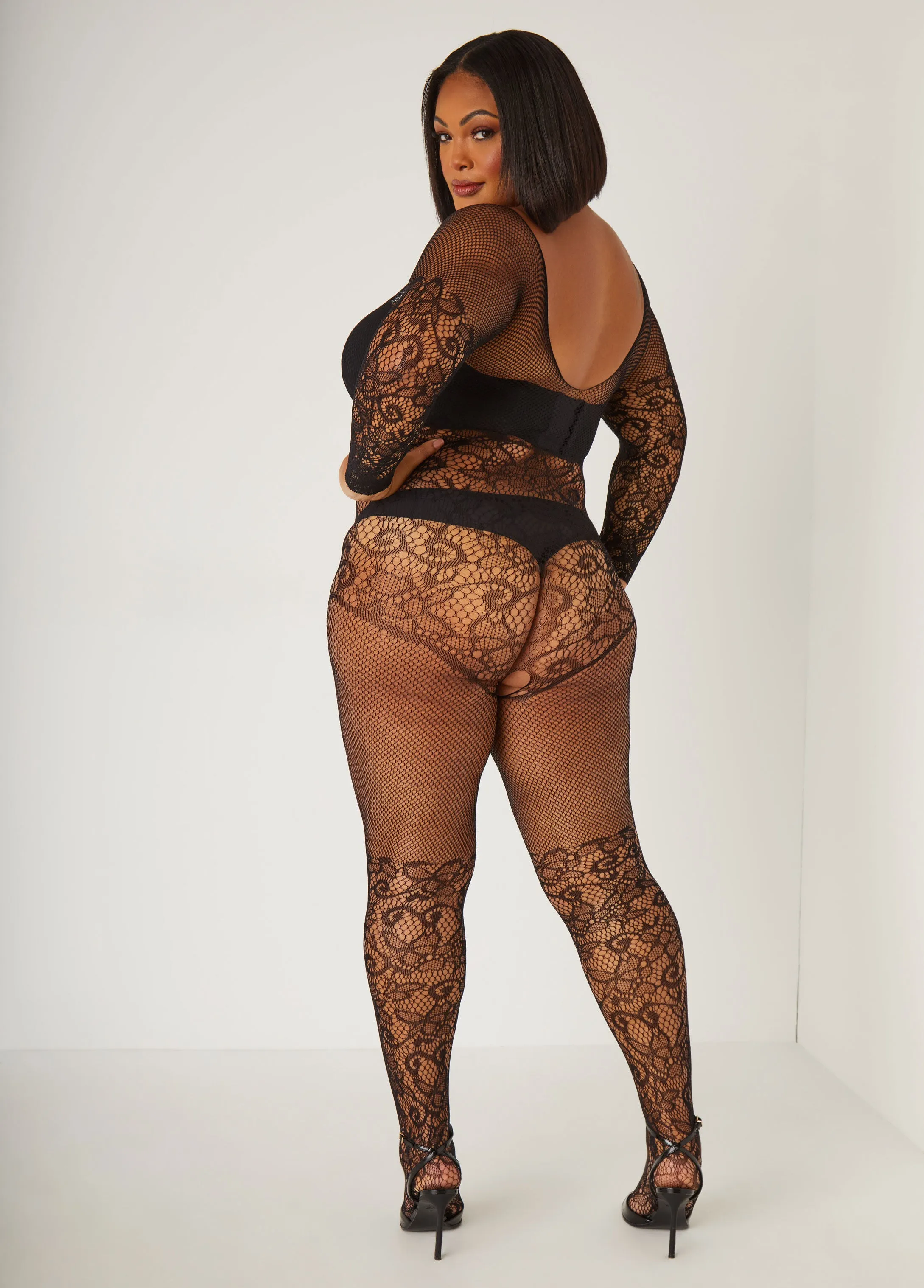 Lace And Fishnet Bodystocking sold by Ashley Stewart product image thumbnail 2