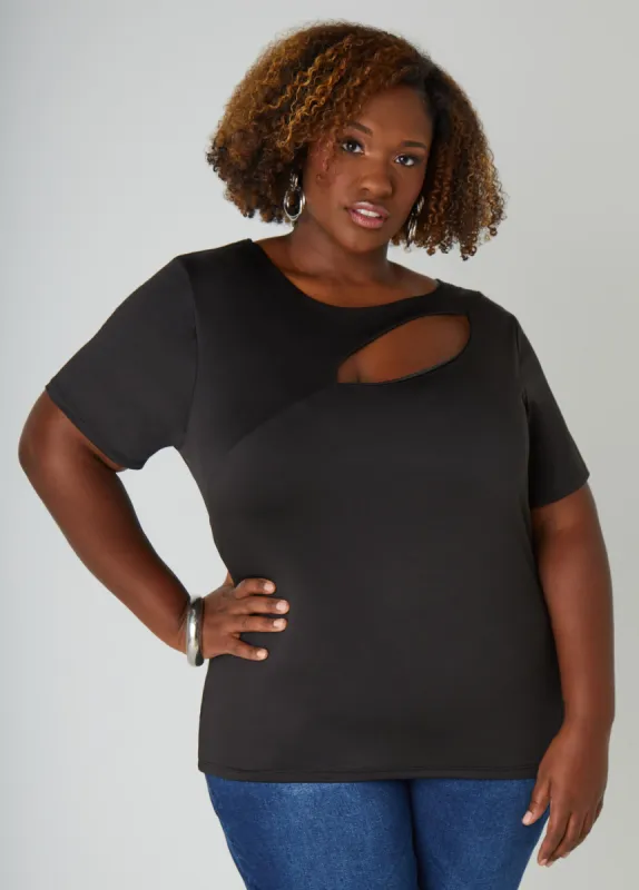Cutout Stretch Knit Top sold by Ashley Stewart