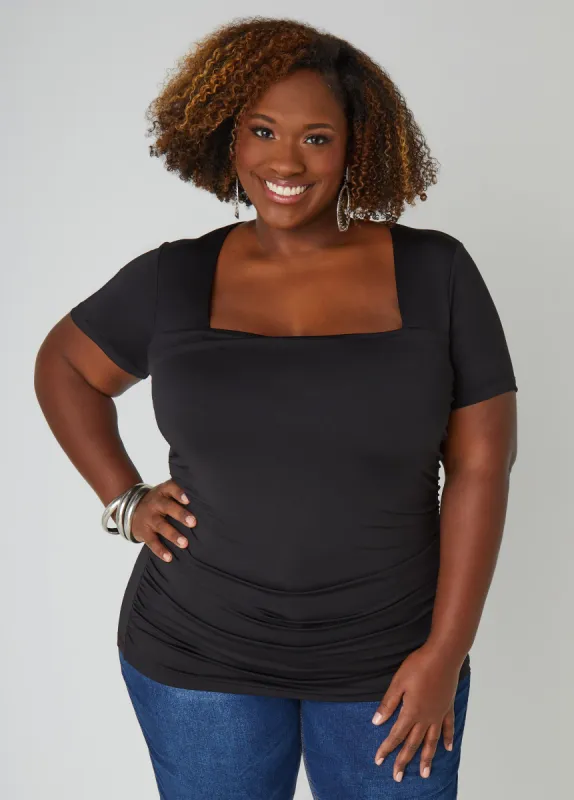Ruched Square Neck Top sold by Ashley Stewart