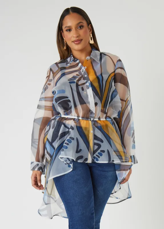 Eye Print Hi Low Duster sold by Ashley Stewart