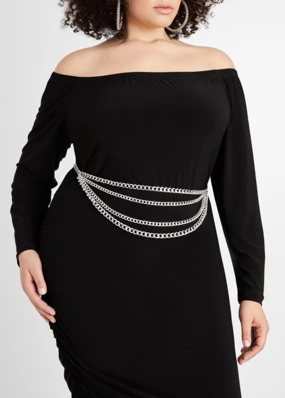 Layered Silver Tone Chain Belt sold by Ashley Stewart