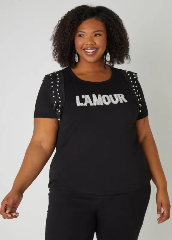 L'Amour Embellished Tee sold by Ashley Stewart