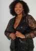 Sequined Embroidered Mesh Jacket sold by Ashley Stewart