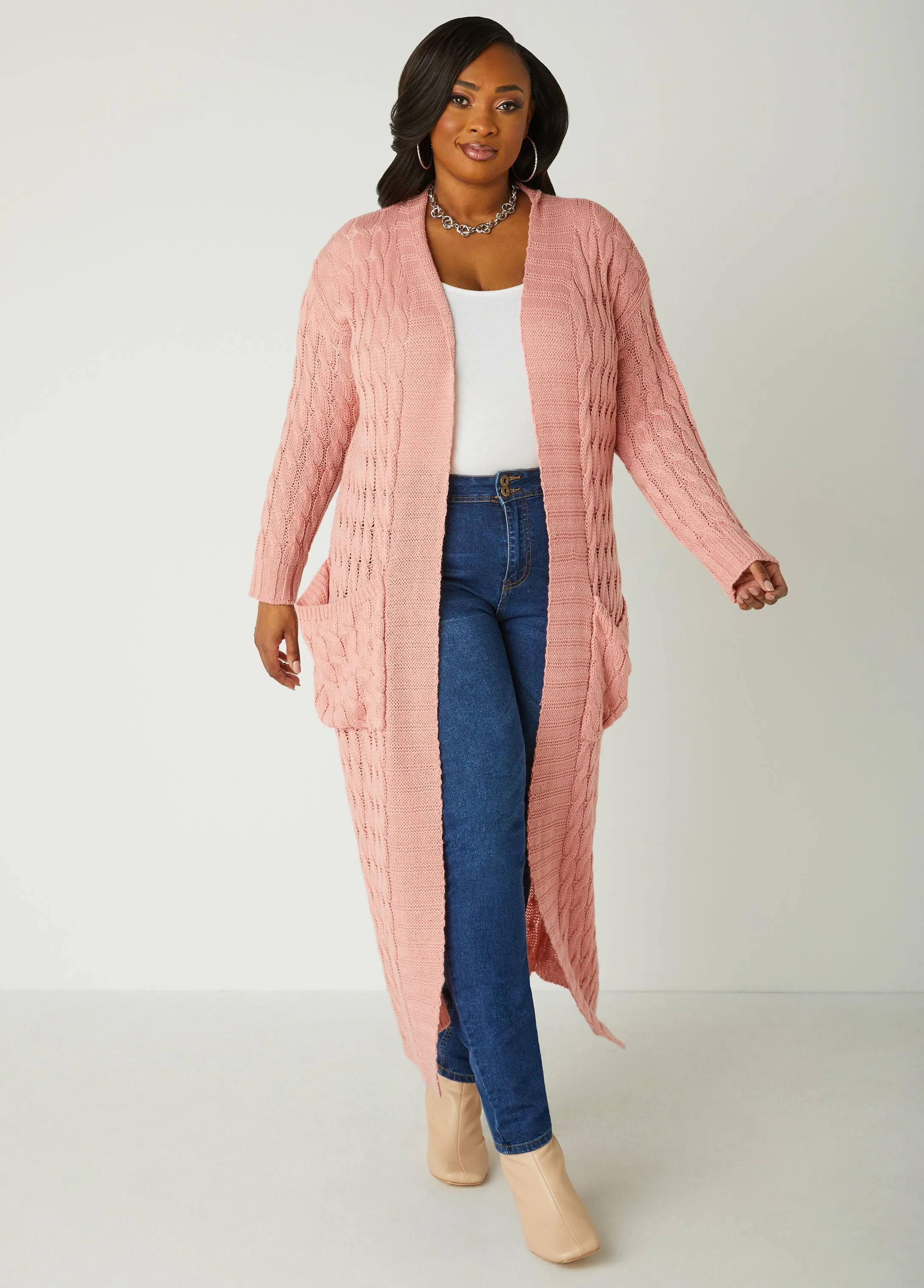 Cable Knit Duster sold by Ashley Stewart product image thumbnail 5