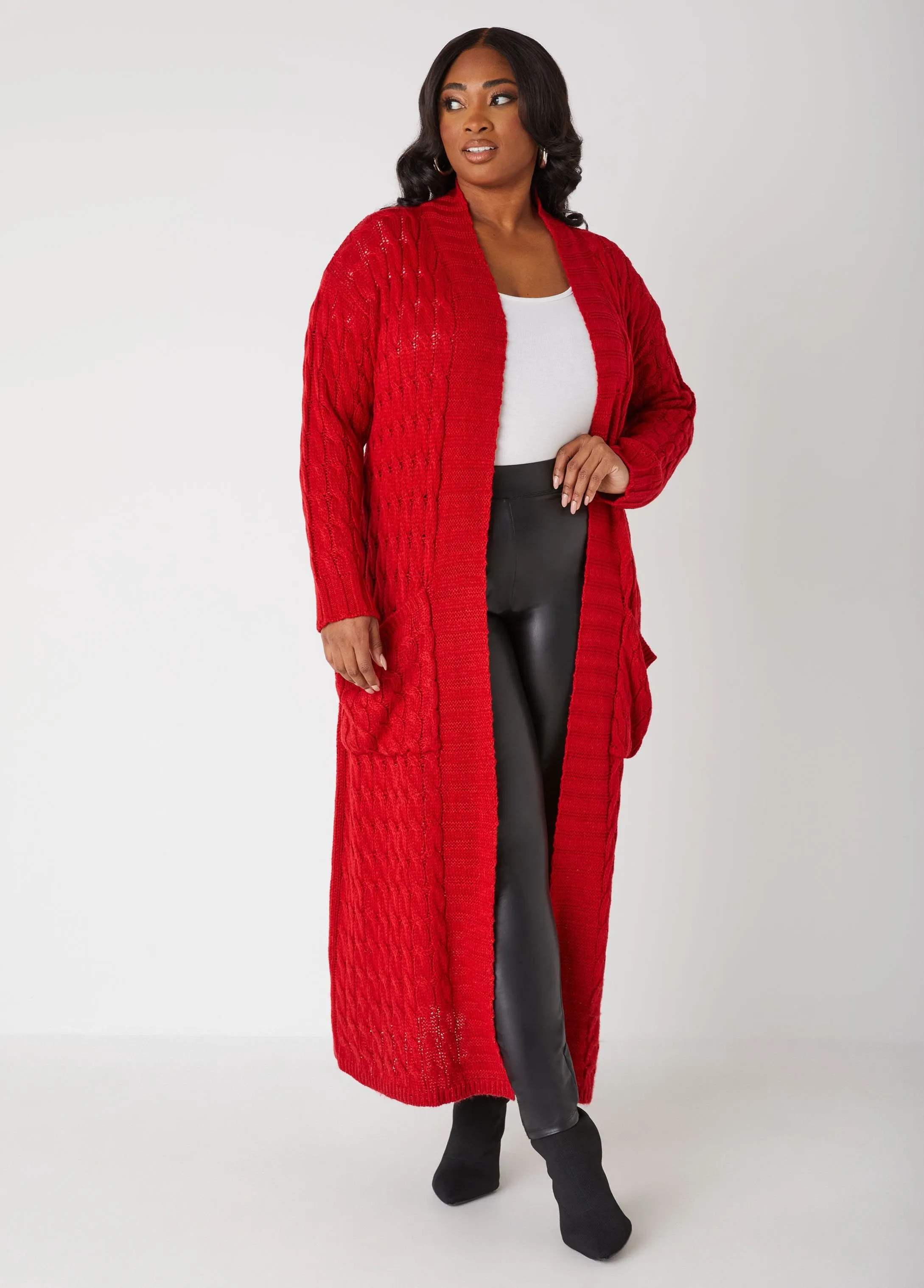 Cable Knit Duster sold by Ashley Stewart