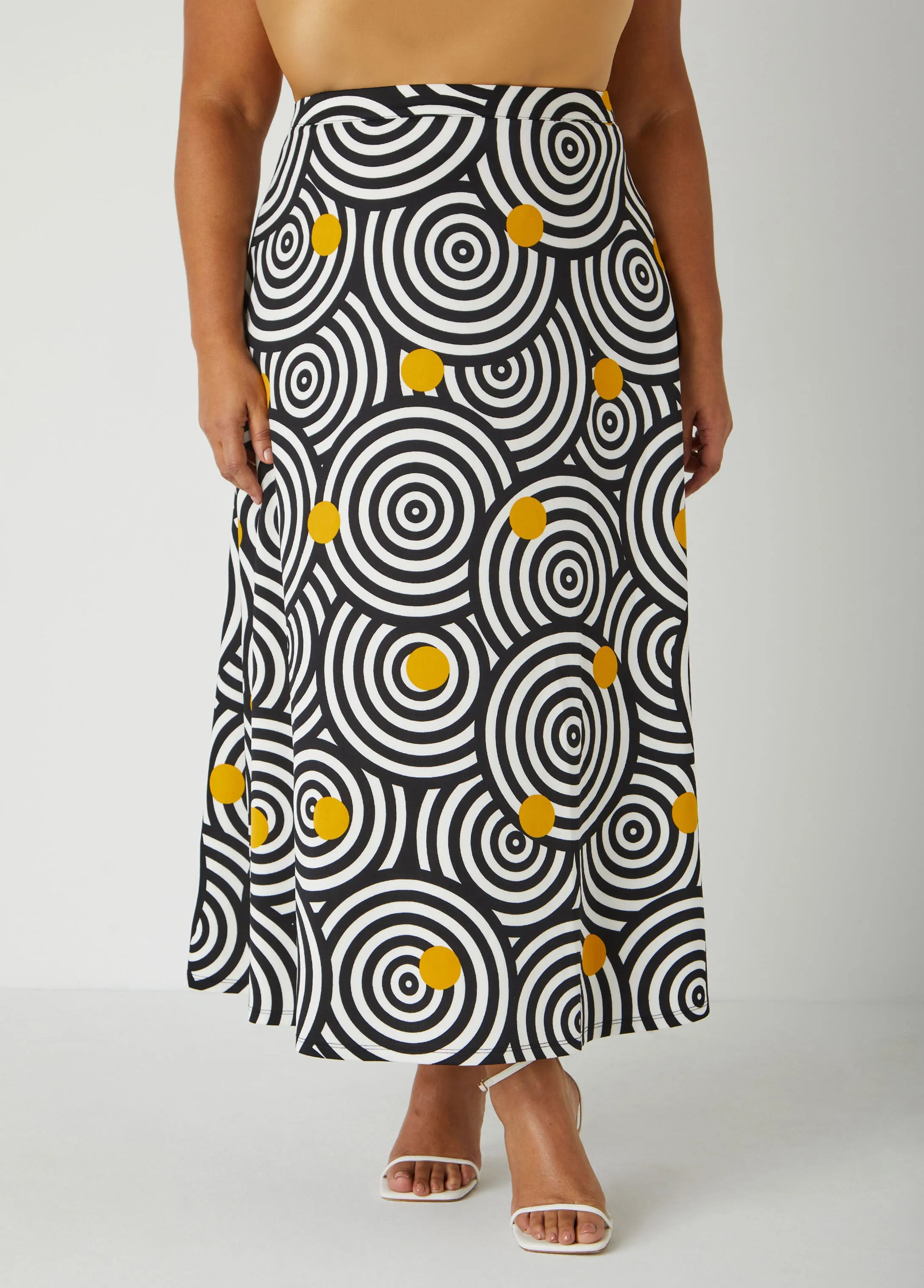 Circle Print Scuba Maxi Skirt sold by Ashley Stewart