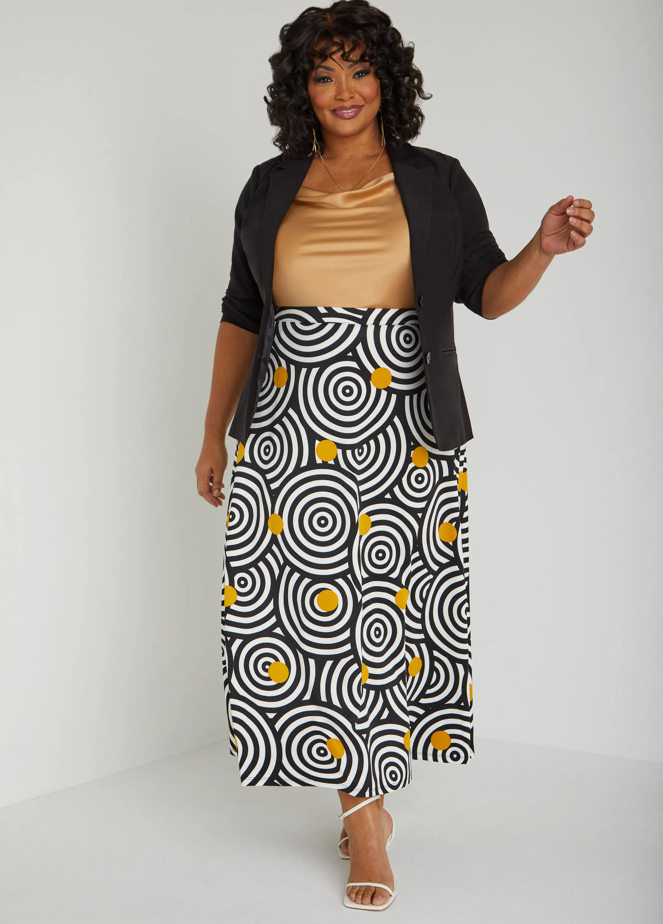 Circle Print Scuba Maxi Skirt sold by Ashley Stewart product image thumbnail 3