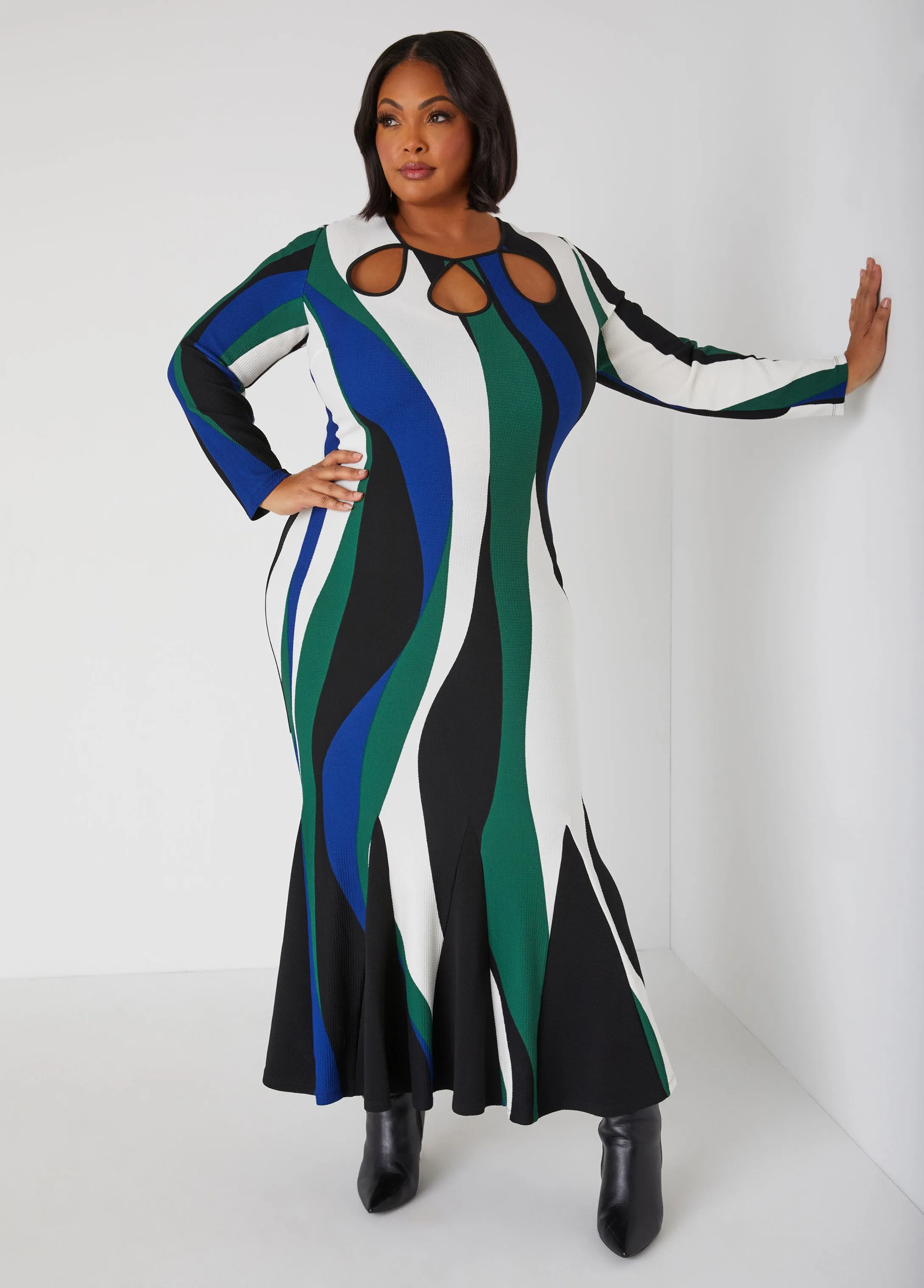 Cutout Swirl Print Maxi Dress sold by Ashley Stewart product image thumbnail 3
