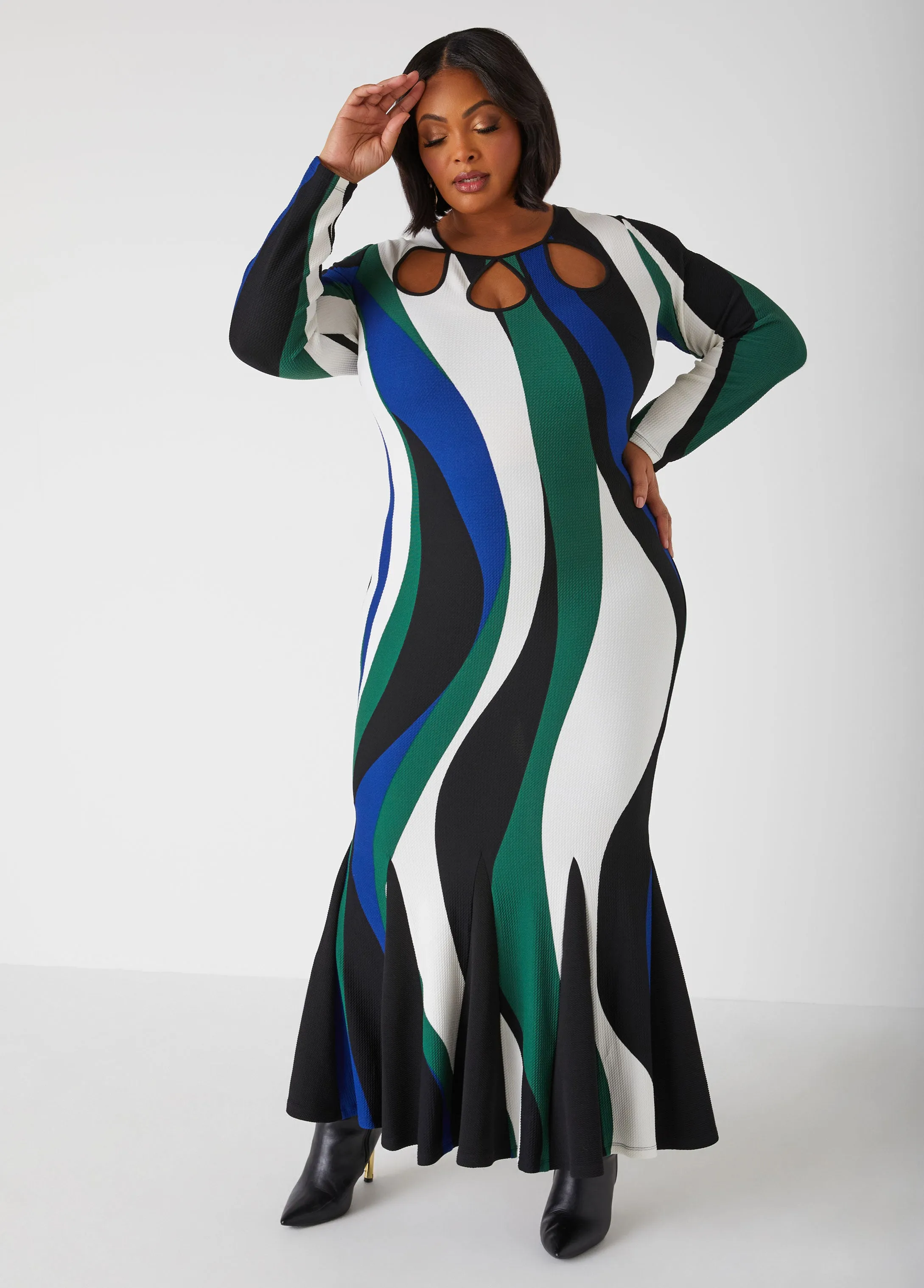 Cutout Swirl Print Maxi Dress sold by Ashley Stewart product image thumbnail 4