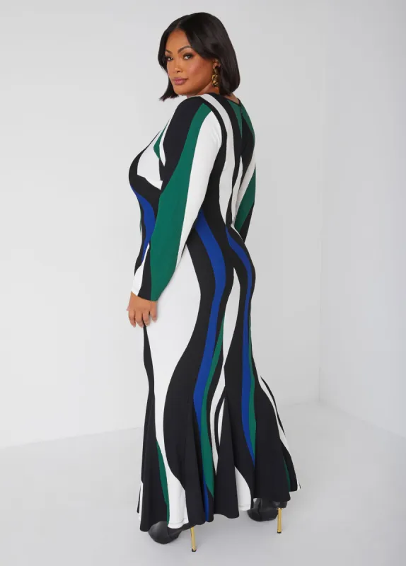 Cutout Swirl Print Maxi Dress sold by Ashley Stewart