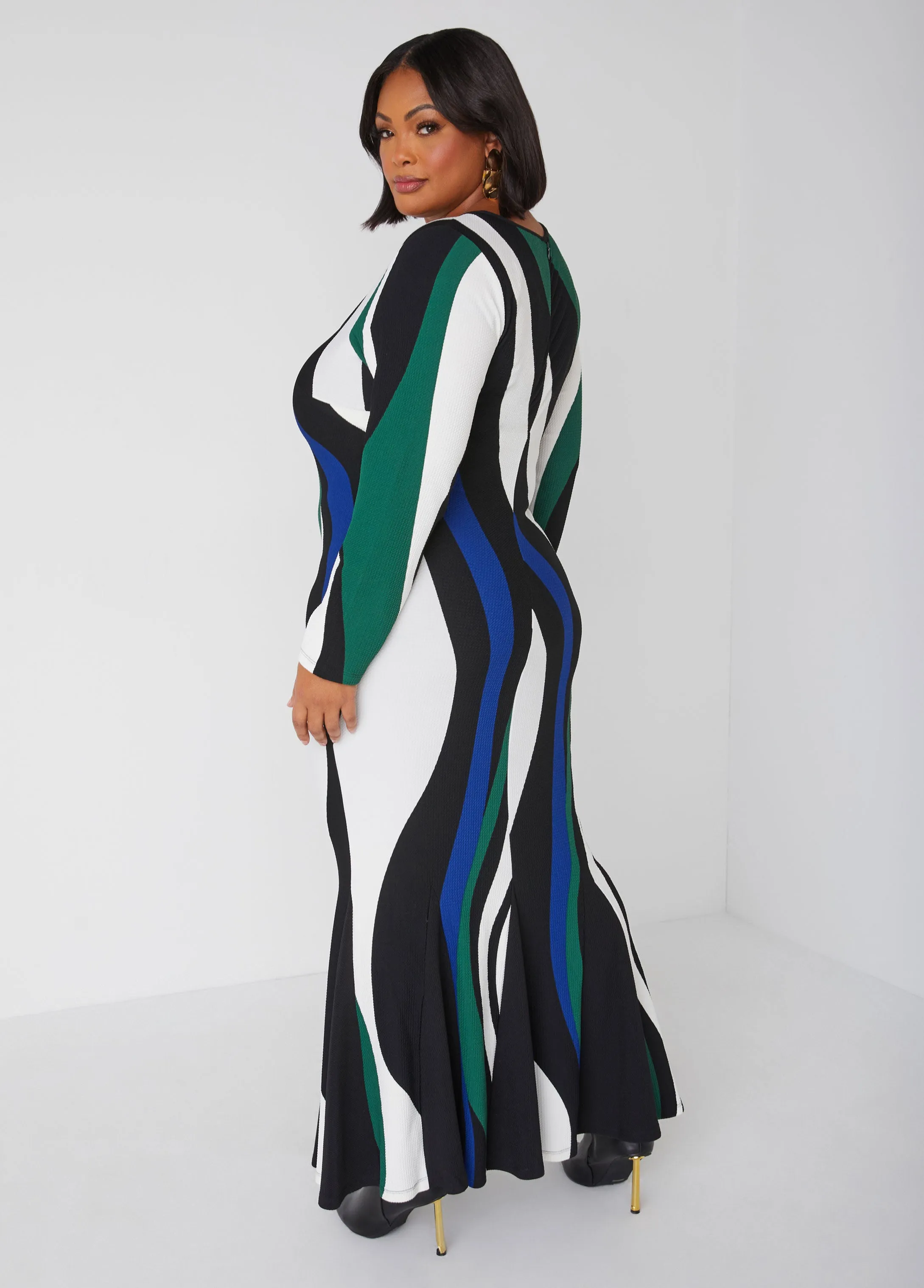 Cutout Swirl Print Maxi Dress sold by Ashley Stewart