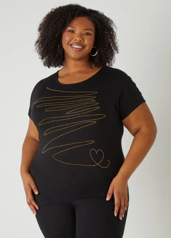 Studded Stretch Knit Tee sold by Ashley Stewart
