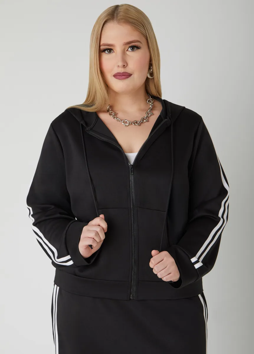 Striped Hooded Jacket sold by Ashley Stewart