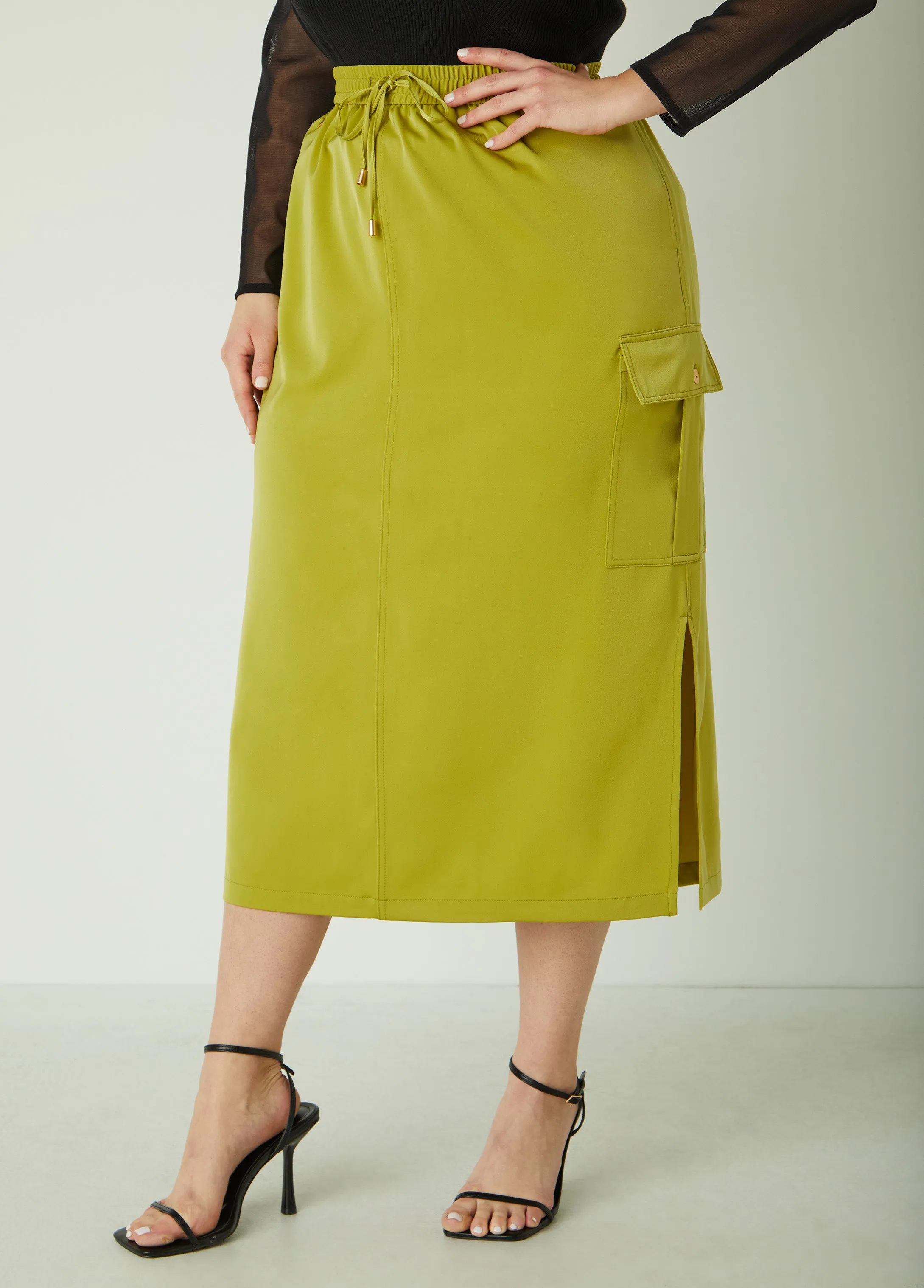 Satin Cargo Skirt sold by Ashley Stewart