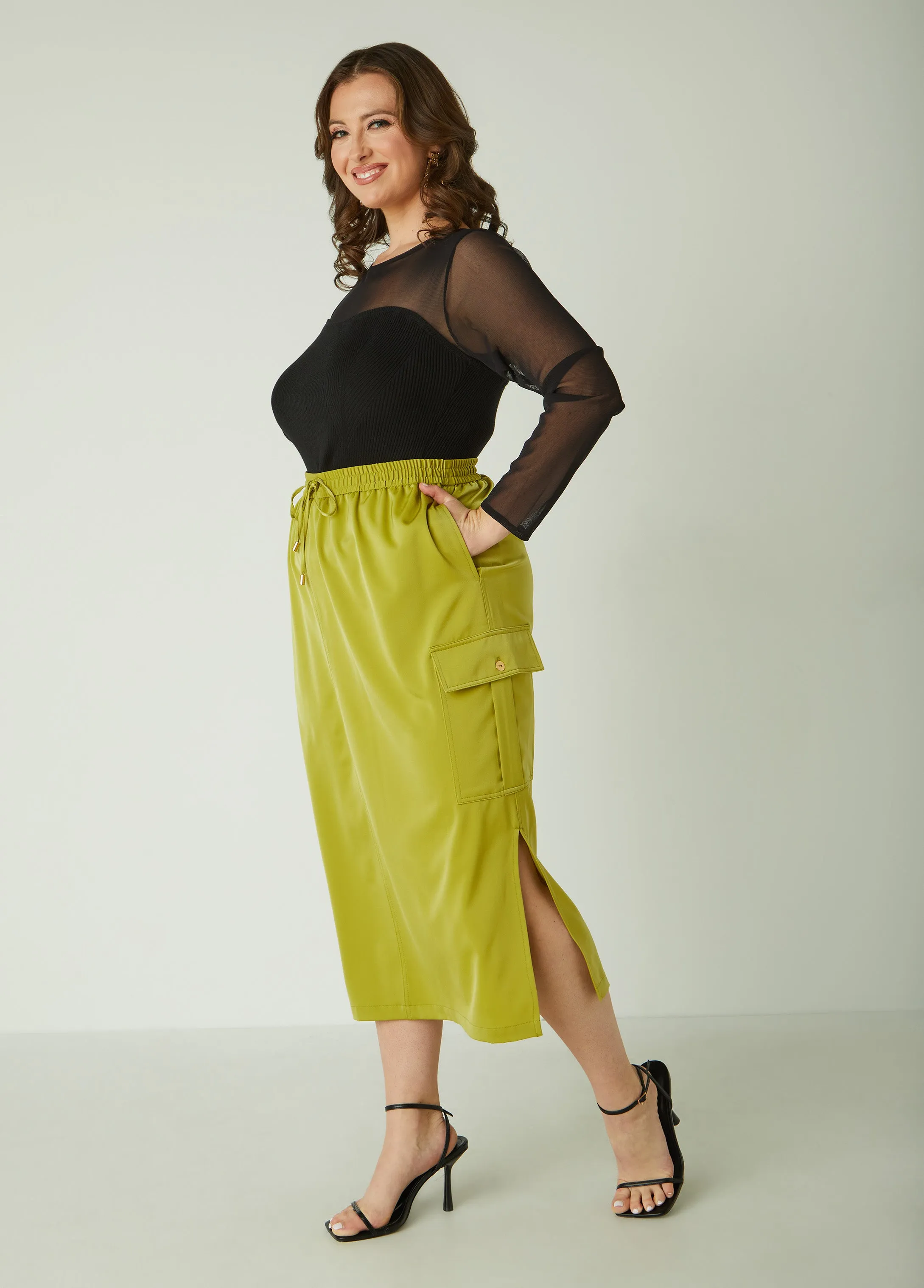Satin Cargo Skirt sold by Ashley Stewart product image thumbnail 4