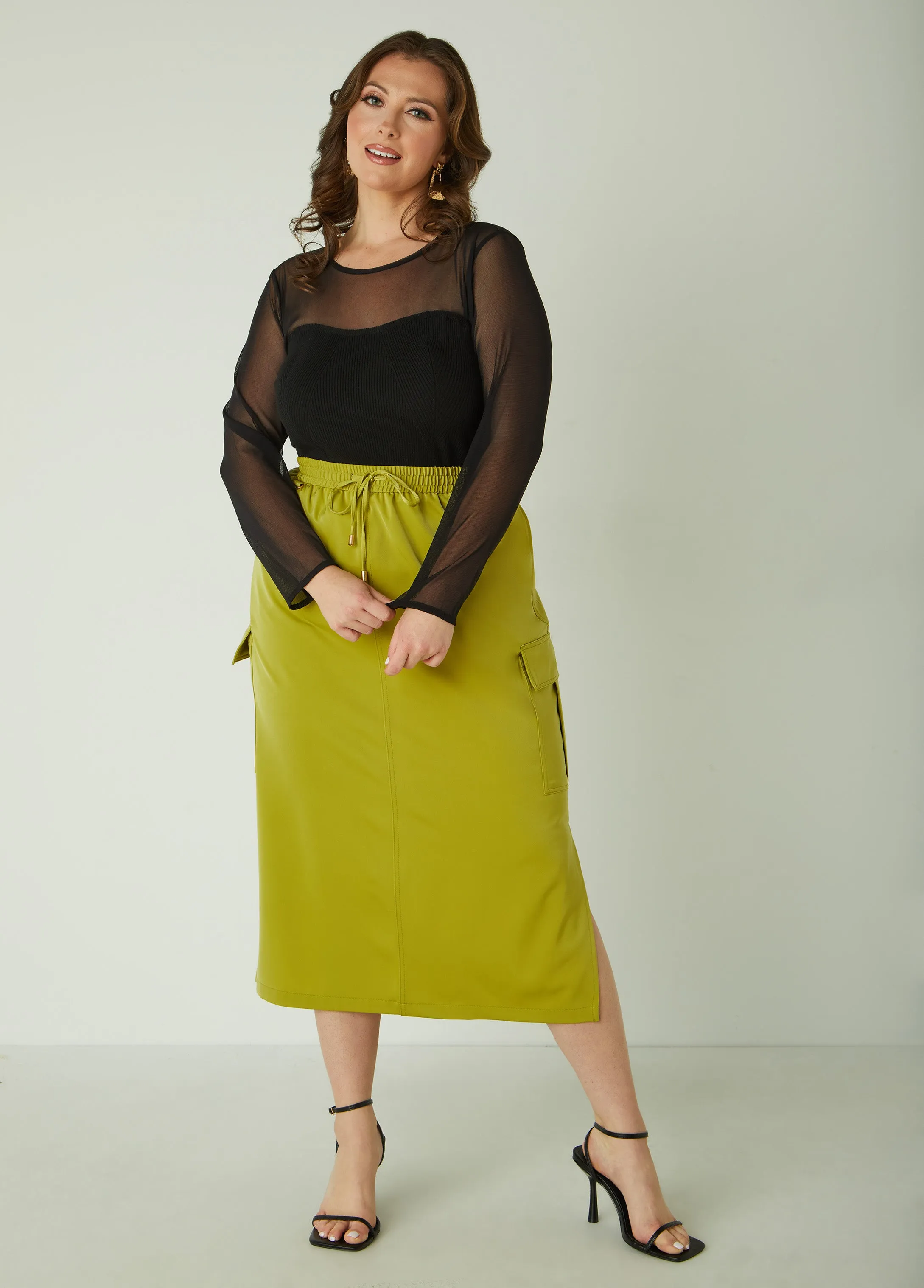 Satin Cargo Skirt sold by Ashley Stewart product image thumbnail 3
