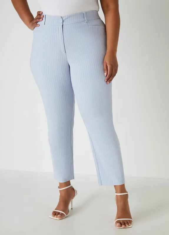 Striped High Rise Ankle Pants sold by Ashley Stewart