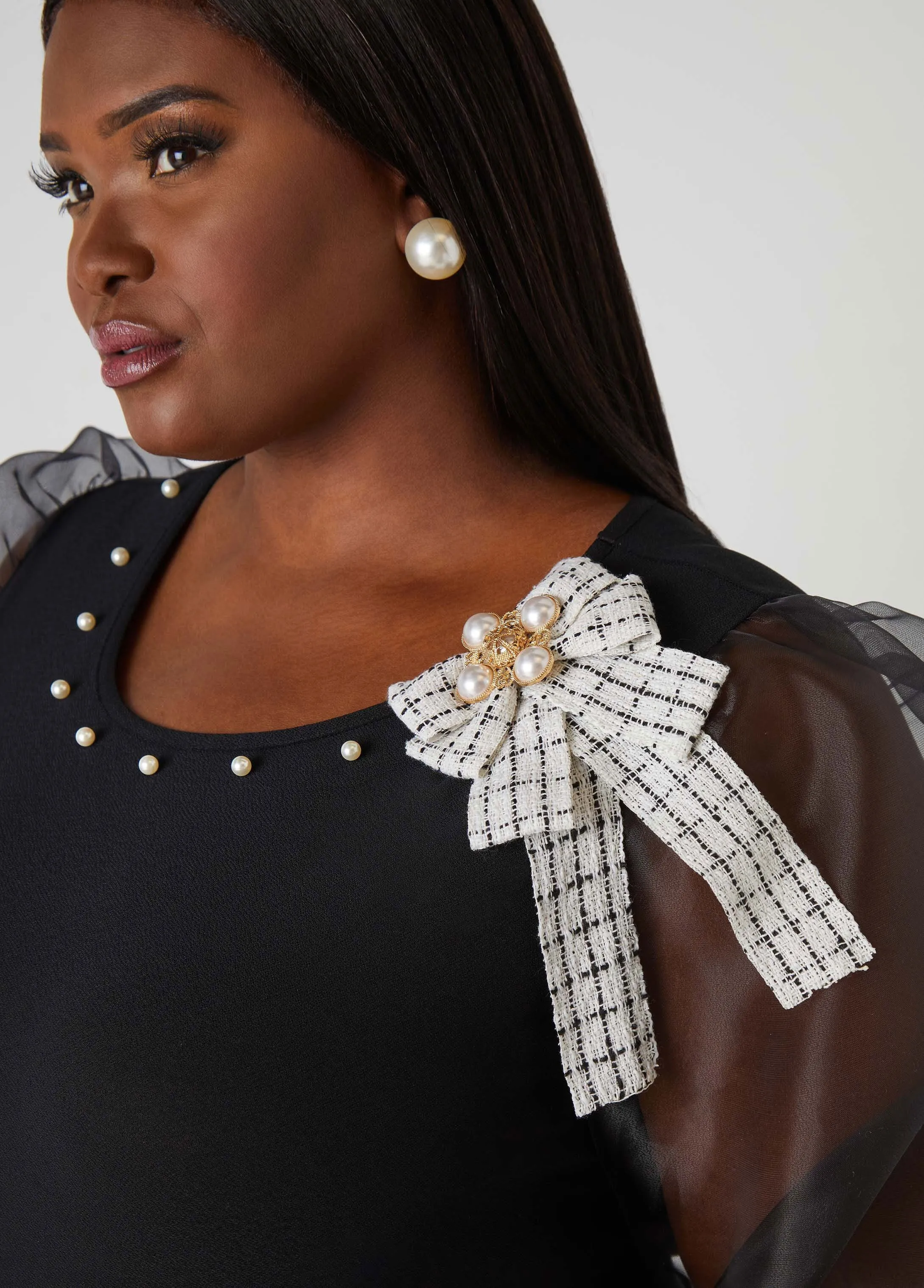 Embellished Puff Sleeved Top sold by Ashley Stewart product image thumbnail 4