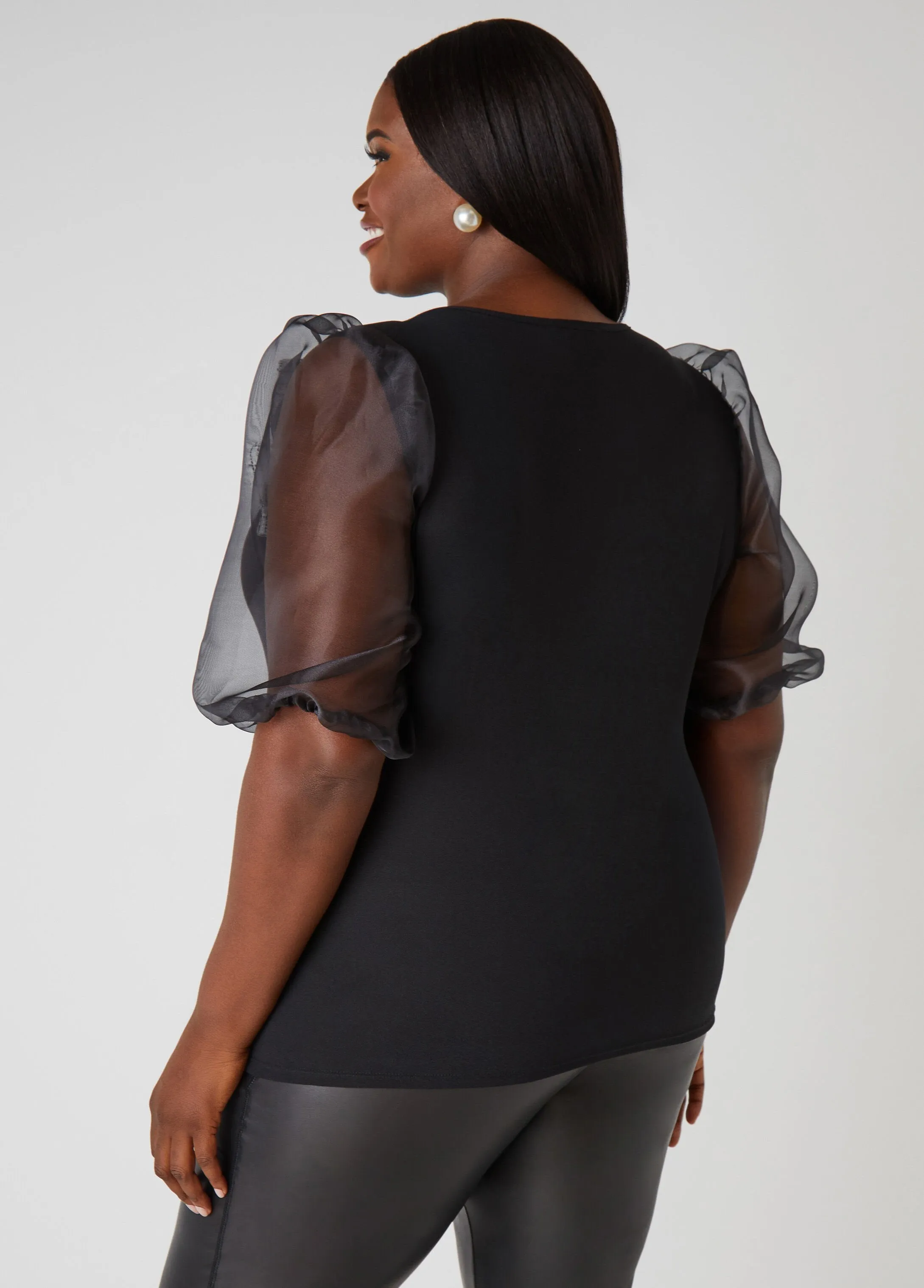 Embellished Puff Sleeved Top sold by Ashley Stewart product image thumbnail 2