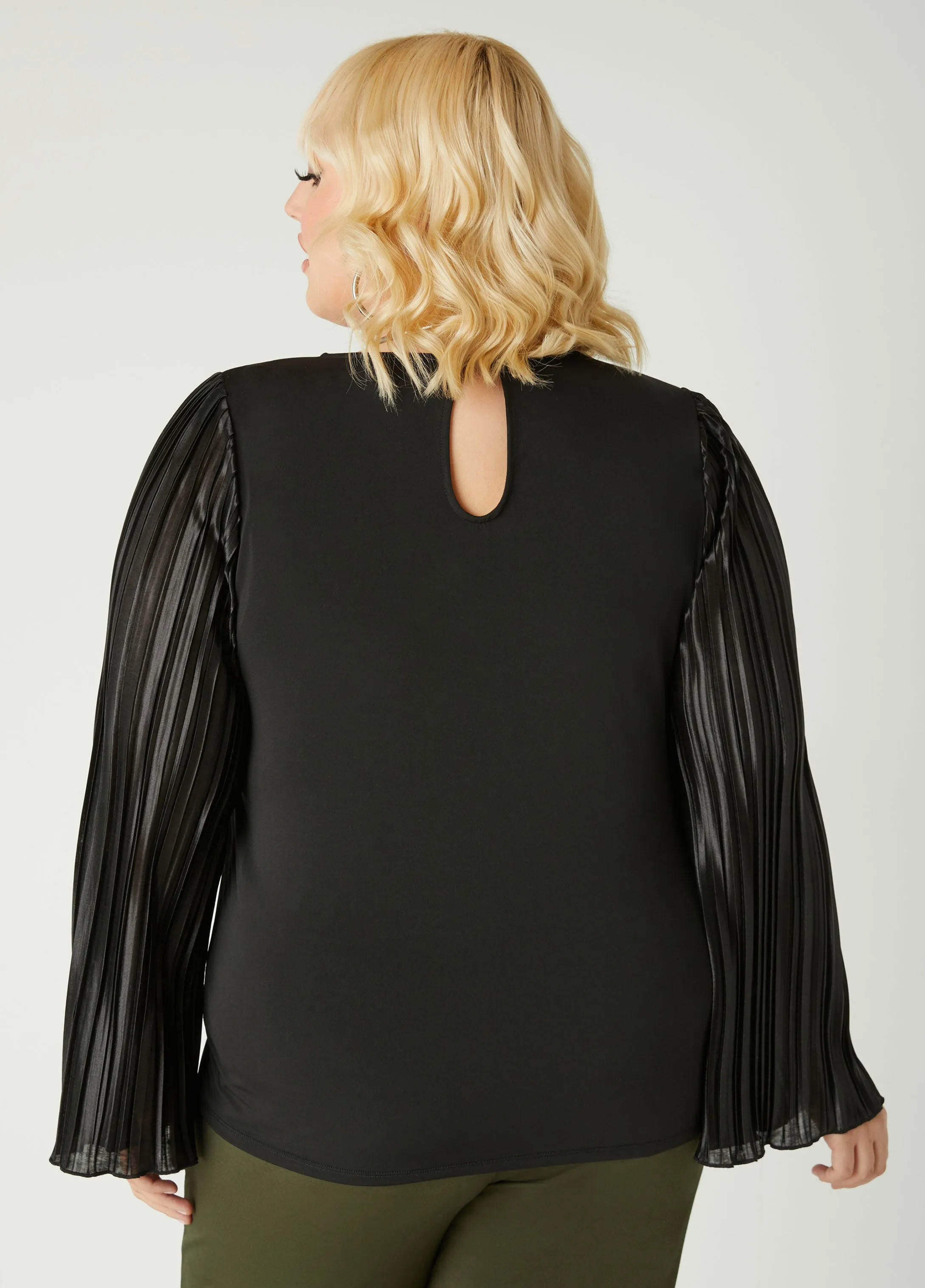 Pleated Satin Paneled Top sold by Ashley Stewart product image thumbnail 2