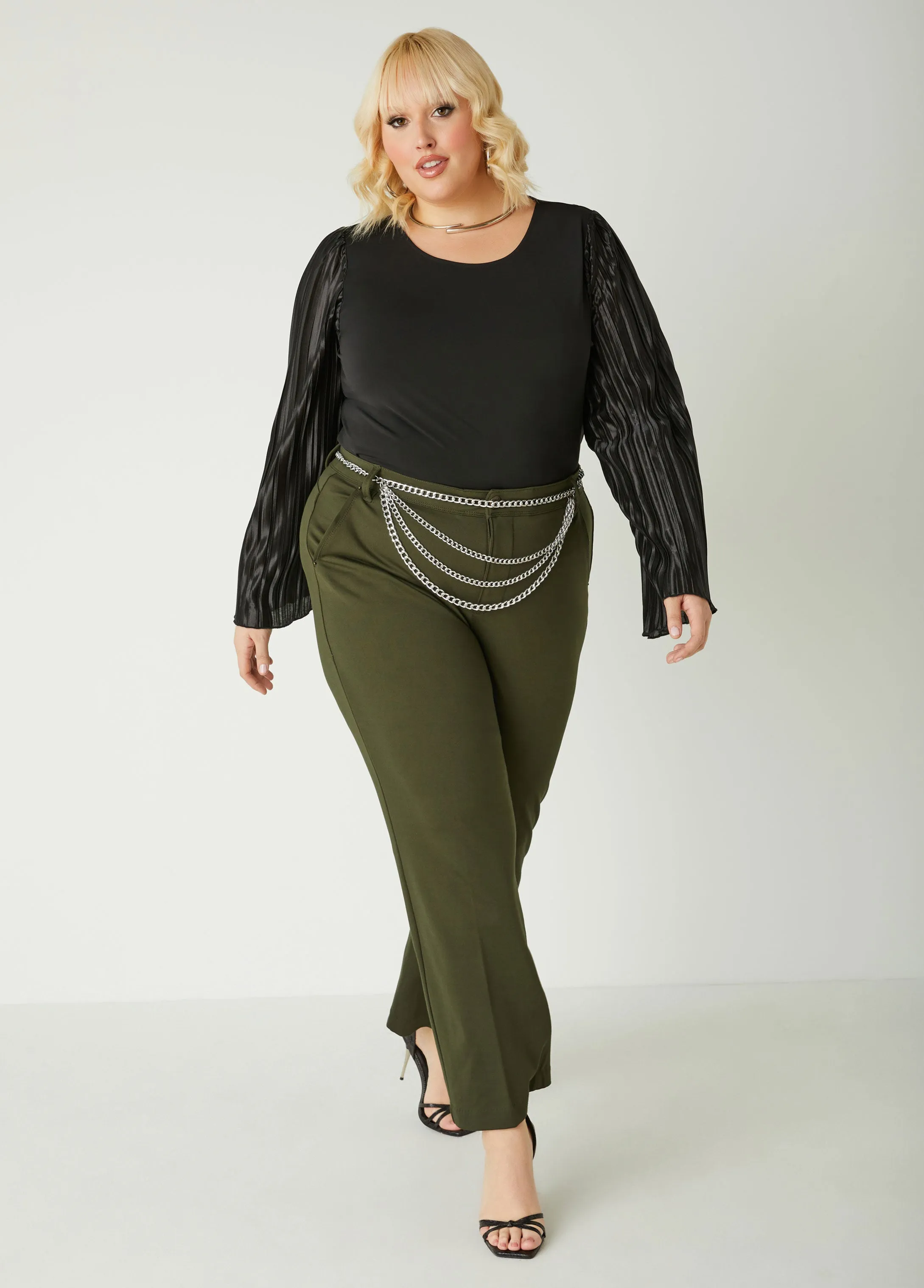 Pleated Satin Paneled Top sold by Ashley Stewart product image thumbnail 3