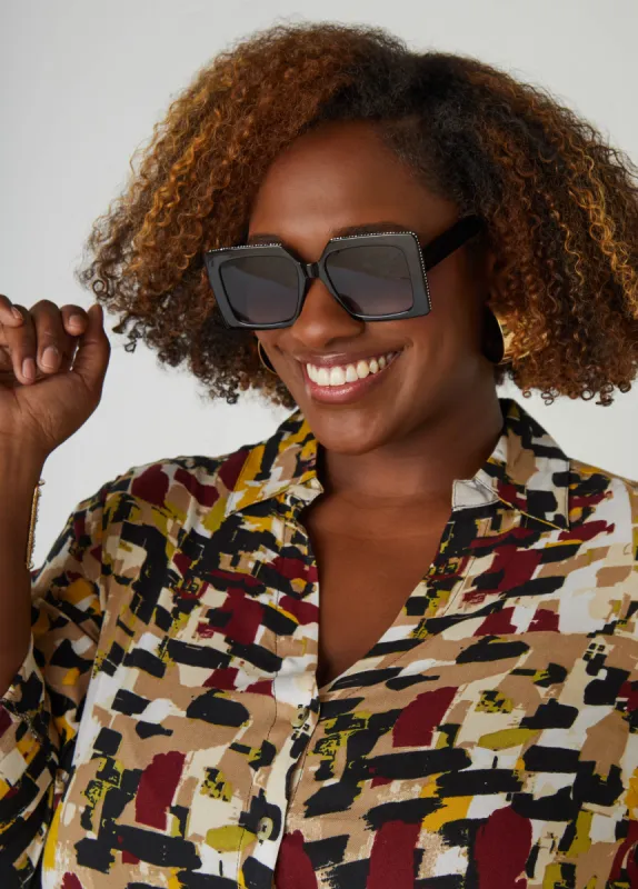 Crystal Square Sunglasses sold by Ashley Stewart