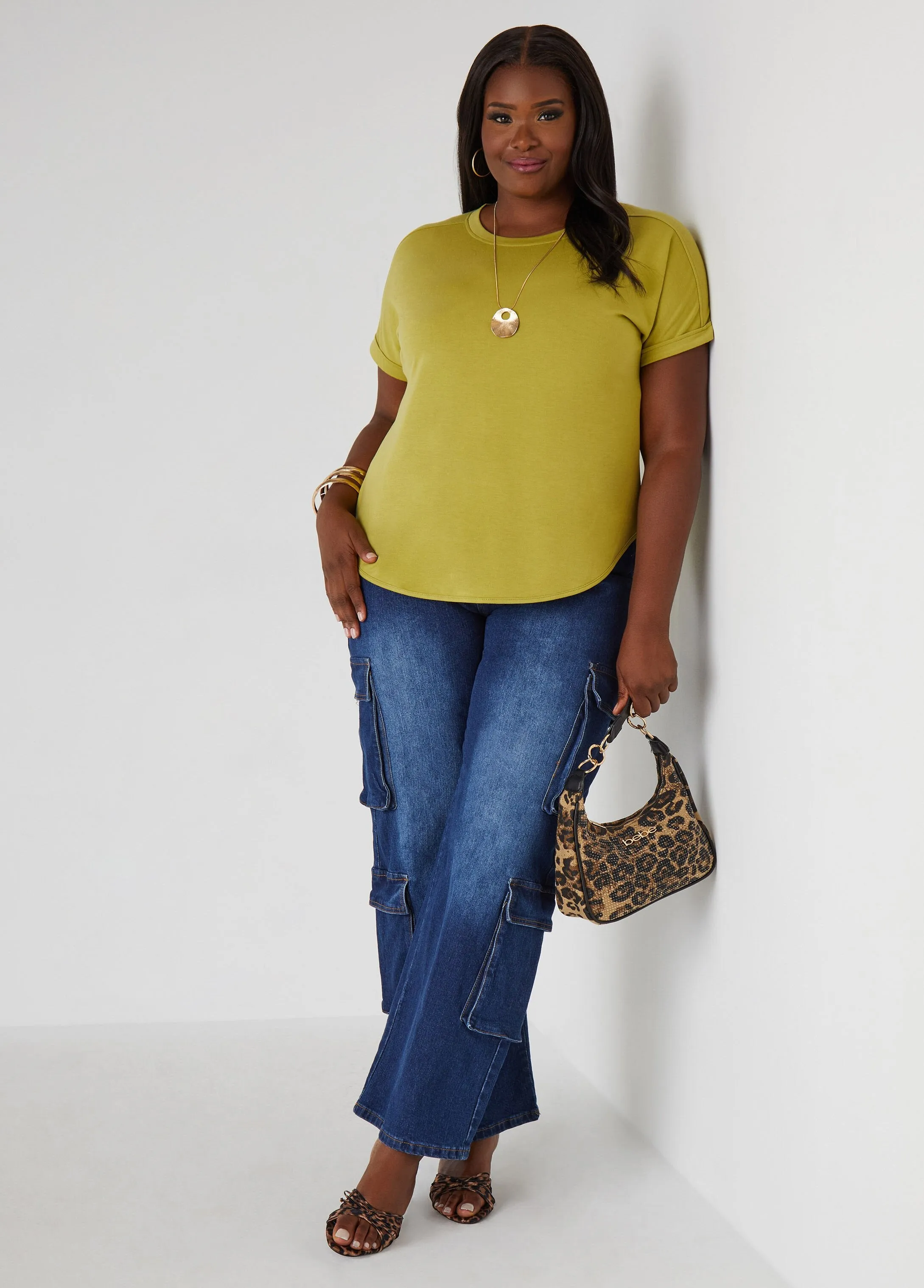 Cuffed French Terry Top sold by Ashley Stewart product image thumbnail 3