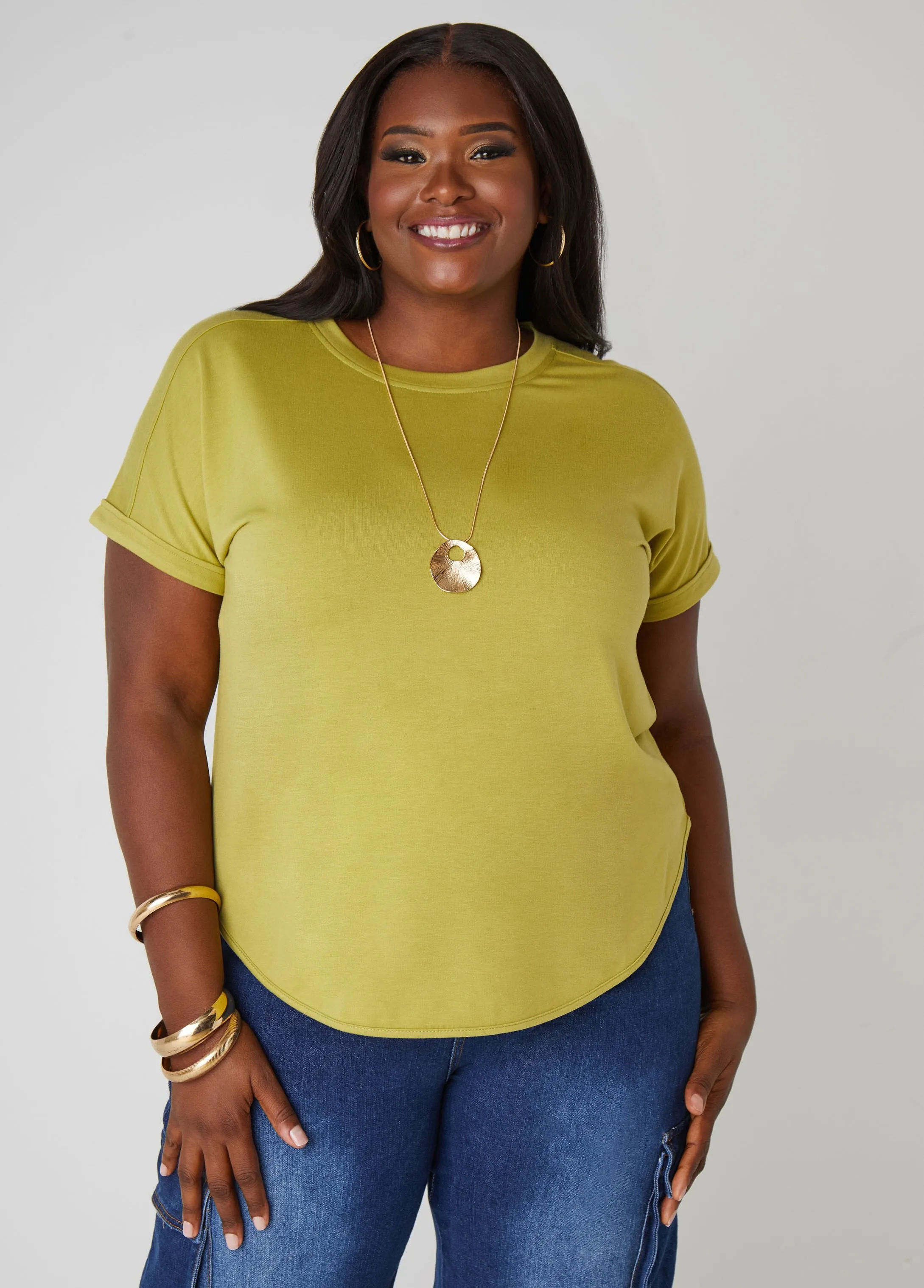 Cuffed French Terry Top sold by Ashley Stewart
