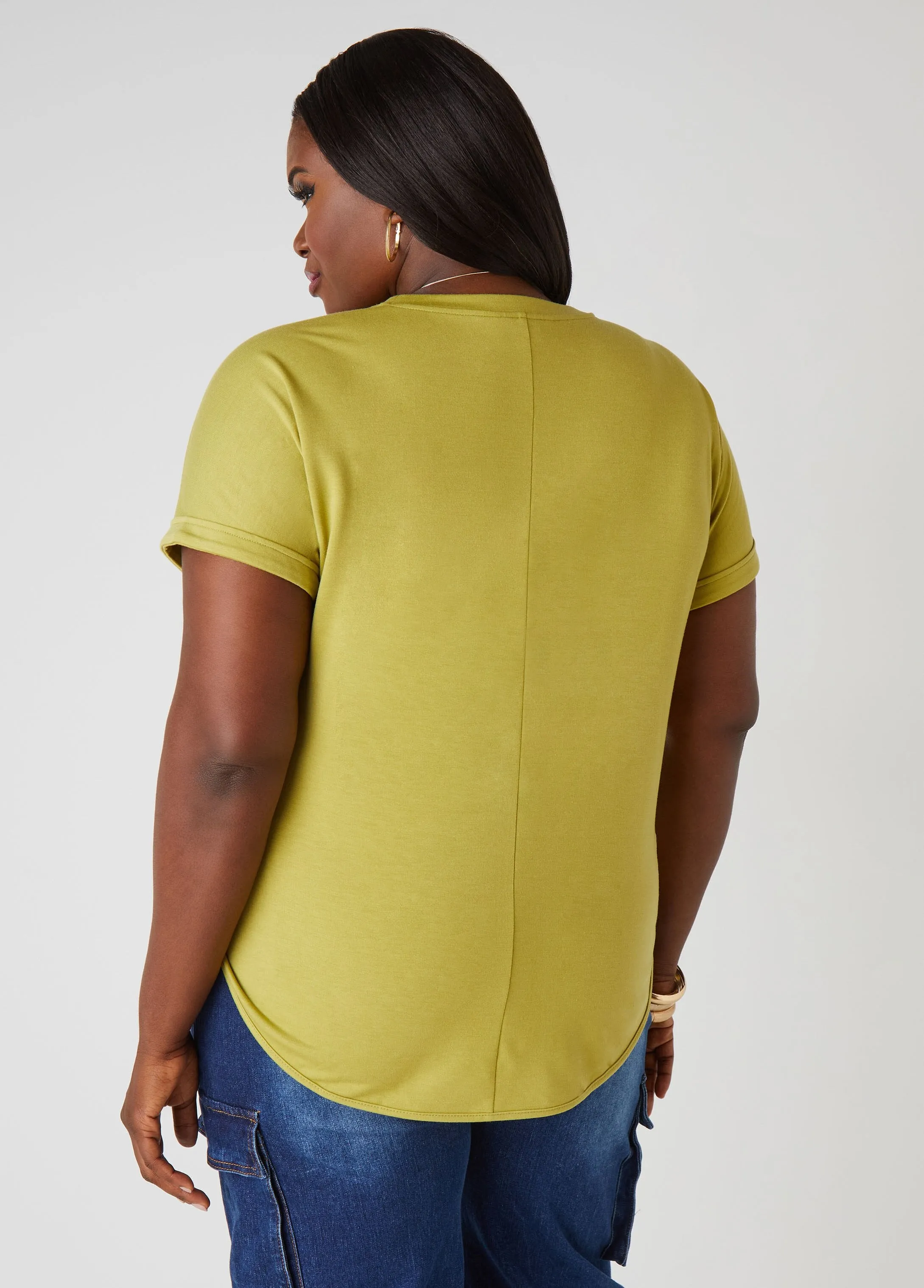 Cuffed French Terry Top sold by Ashley Stewart product image thumbnail 2