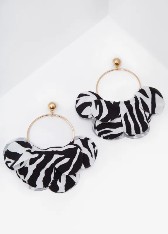 Zebra Flower Petal Hoop Earrings sold by Ashley Stewart