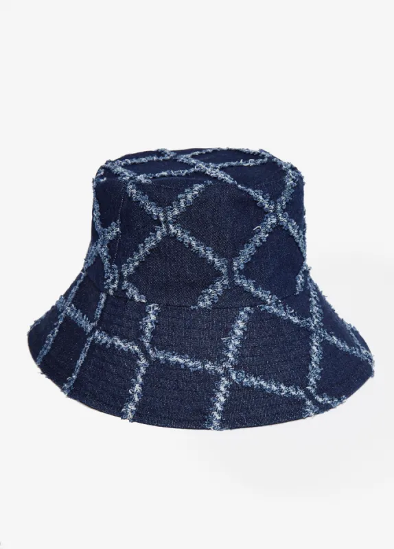 Frayed Quilted Denim Bucket Hat sold by Ashley Stewart