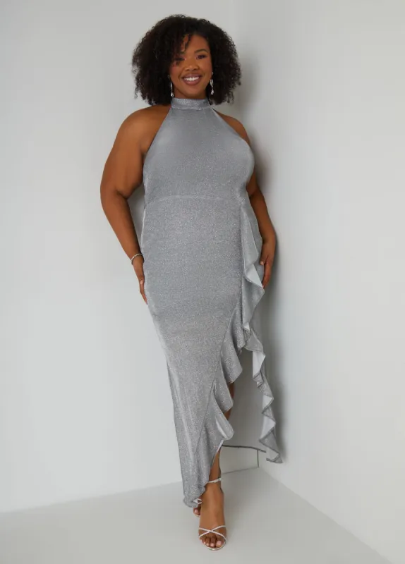 Metallic Halter Gown sold by Ashley Stewart