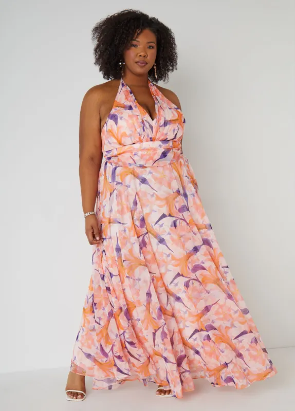 Floral Organza Halter Gown sold by Ashley Stewart