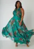 Floral Print Organza Halter Gown sold by Ashley Stewart