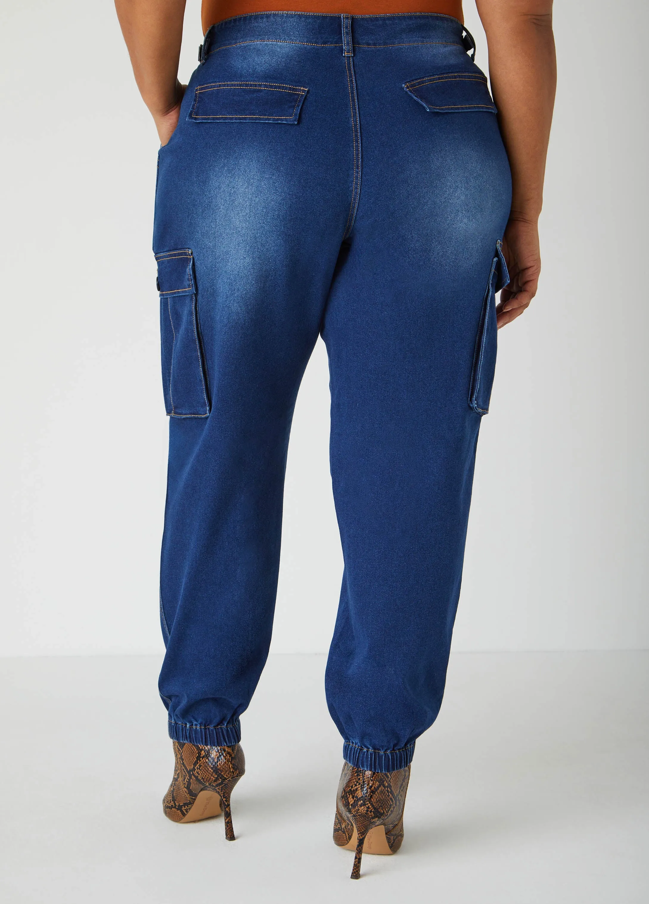 Stretch Denim Cargo Joggers sold by Ashley Stewart product image thumbnail 2
