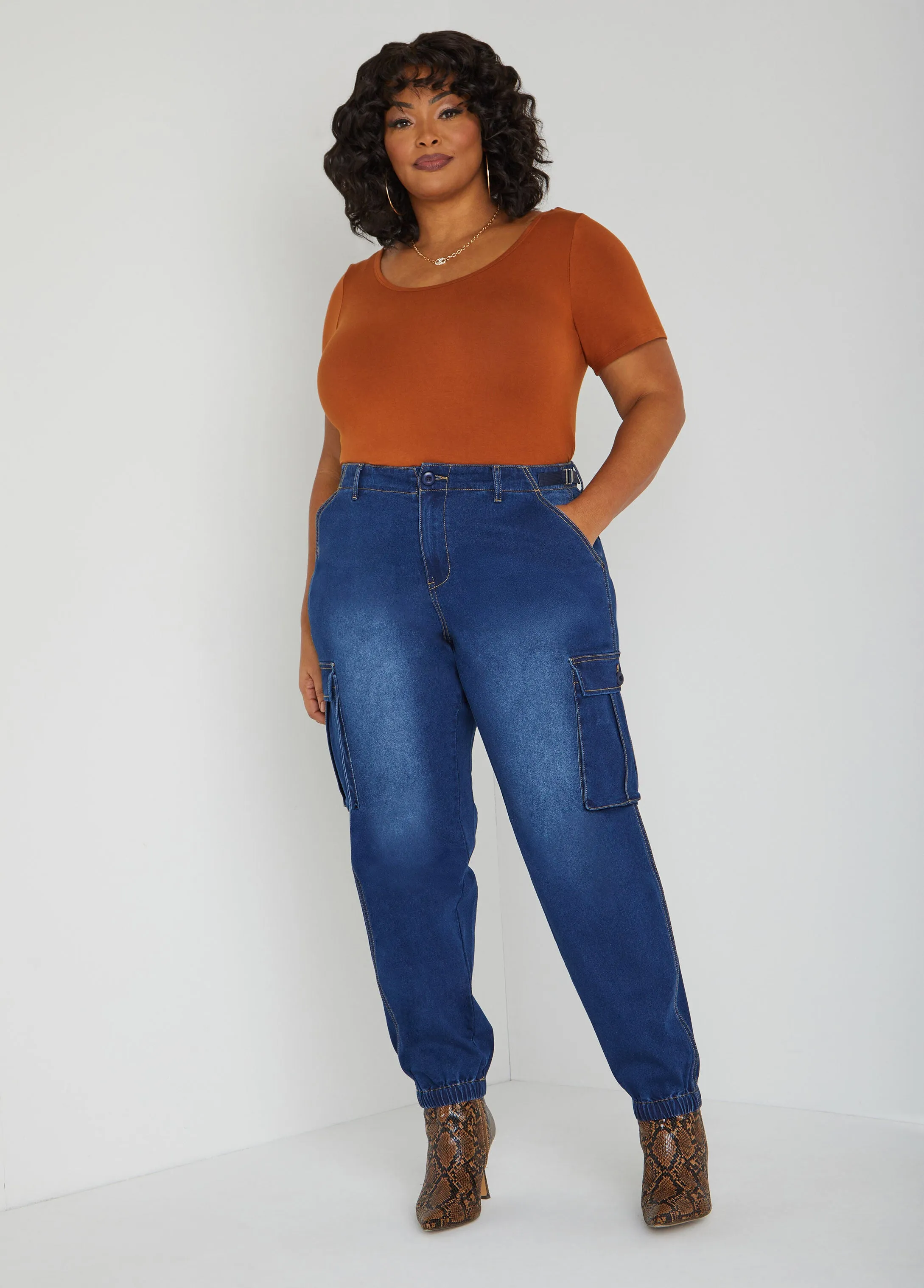 Stretch Denim Cargo Joggers sold by Ashley Stewart product image thumbnail 3