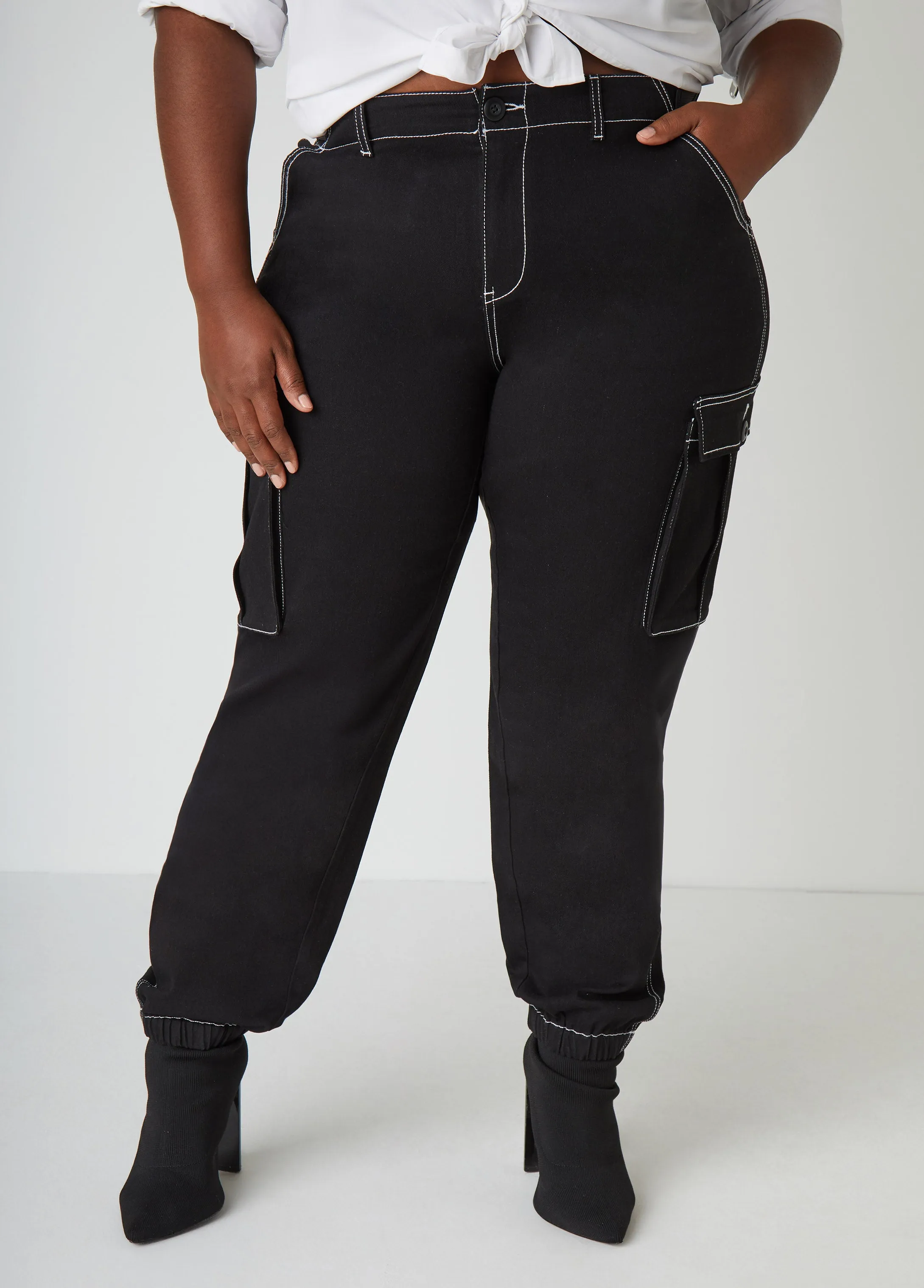 Stretch Denim Cargo Joggers sold by Ashley Stewart product image thumbnail 5