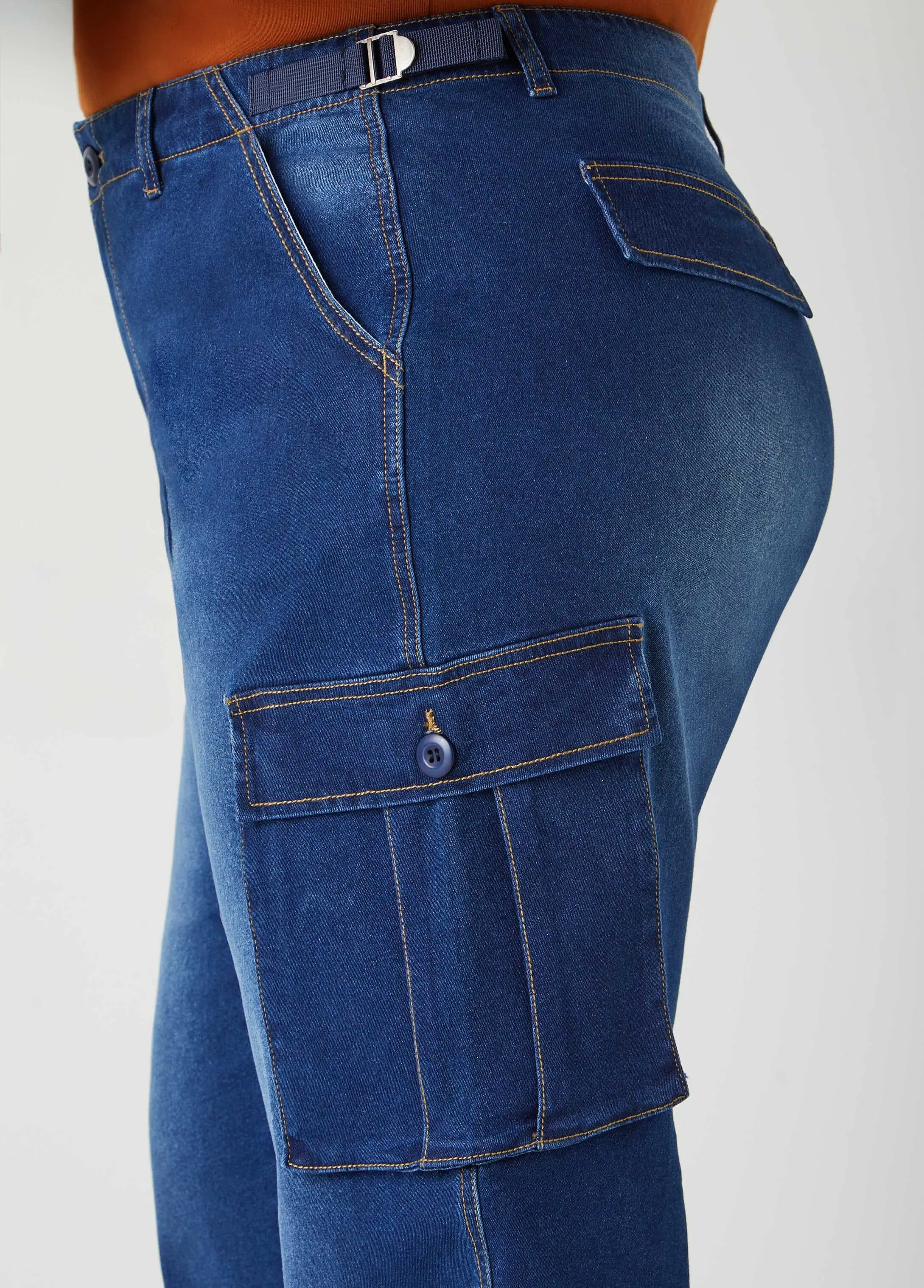 Stretch Denim Cargo Joggers sold by Ashley Stewart product image thumbnail 4