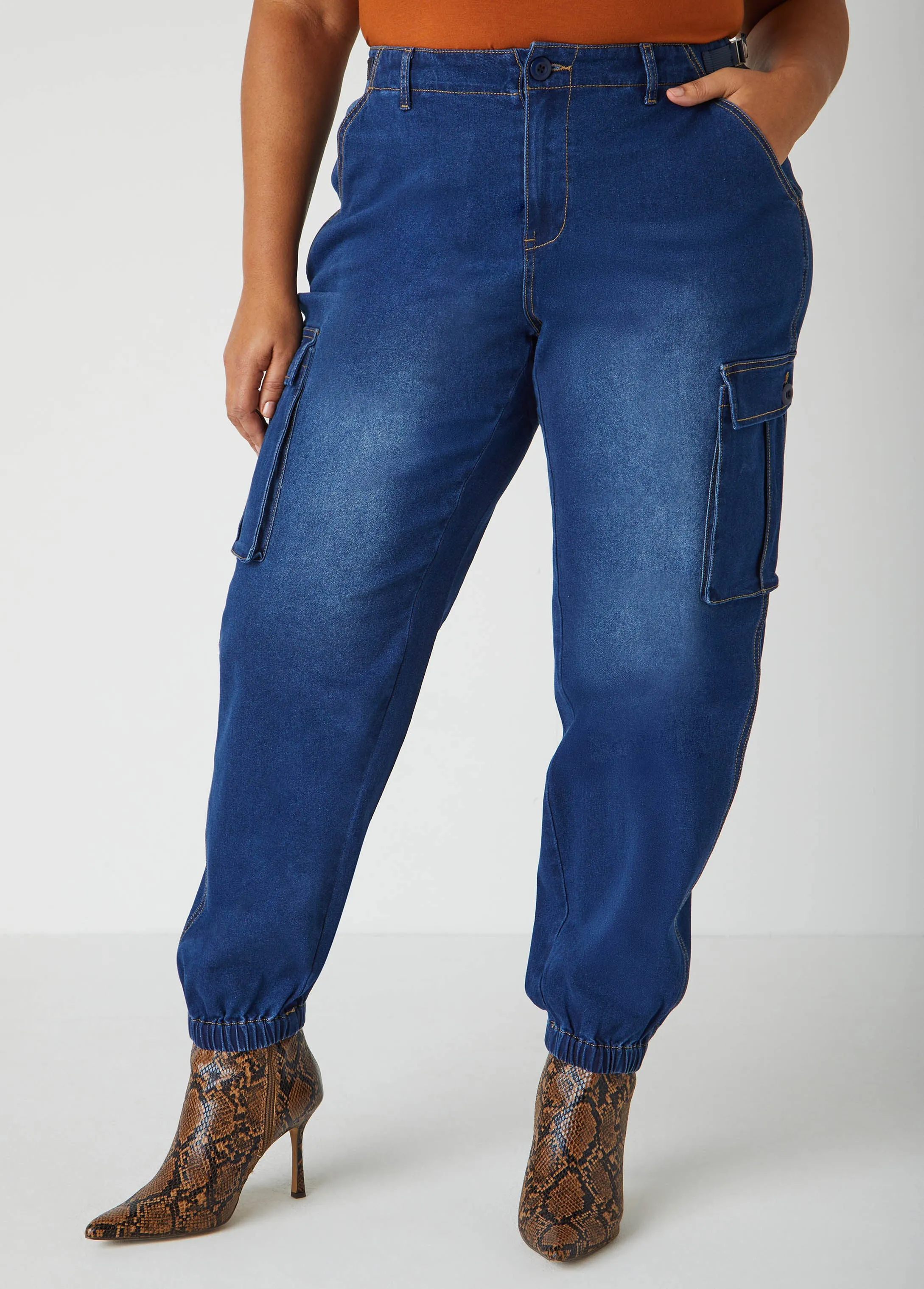Stretch Denim Cargo Joggers sold by Ashley Stewart