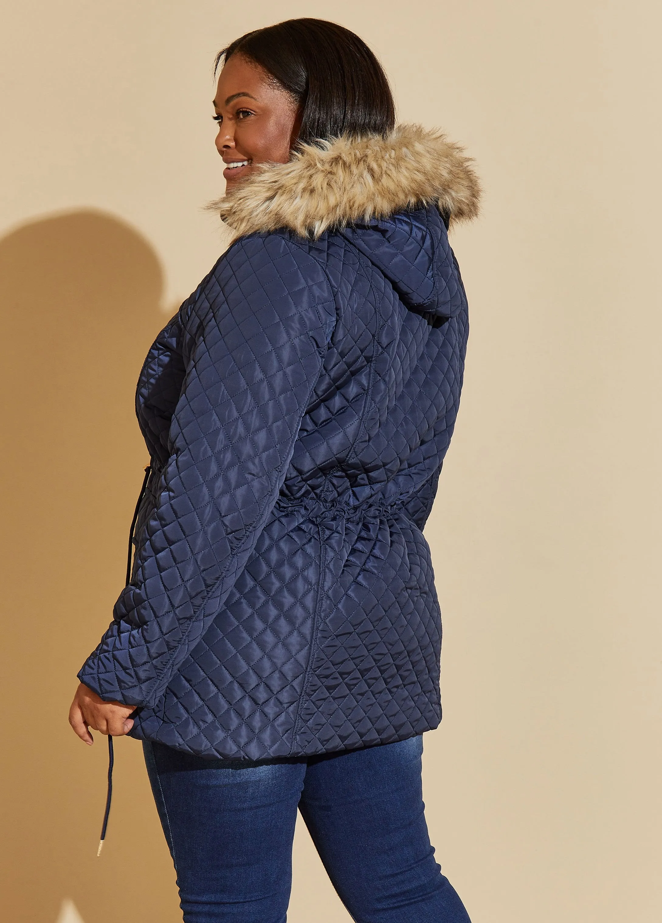 Faux Fur Trimmed Quilted Coat sold by Ashley Stewart product image thumbnail 2