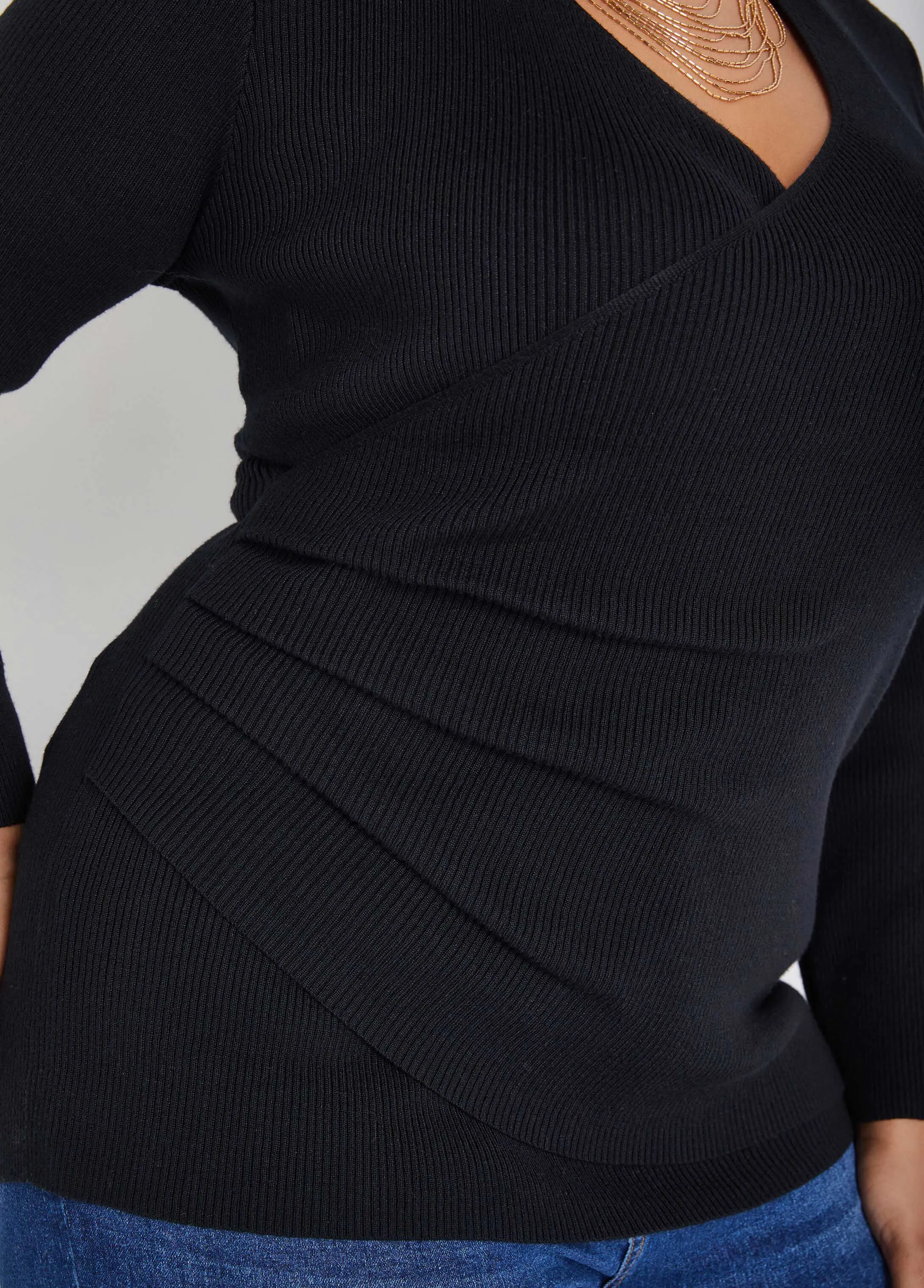 Ribbed Faux Wrap Top sold by Ashley Stewart product image thumbnail 4