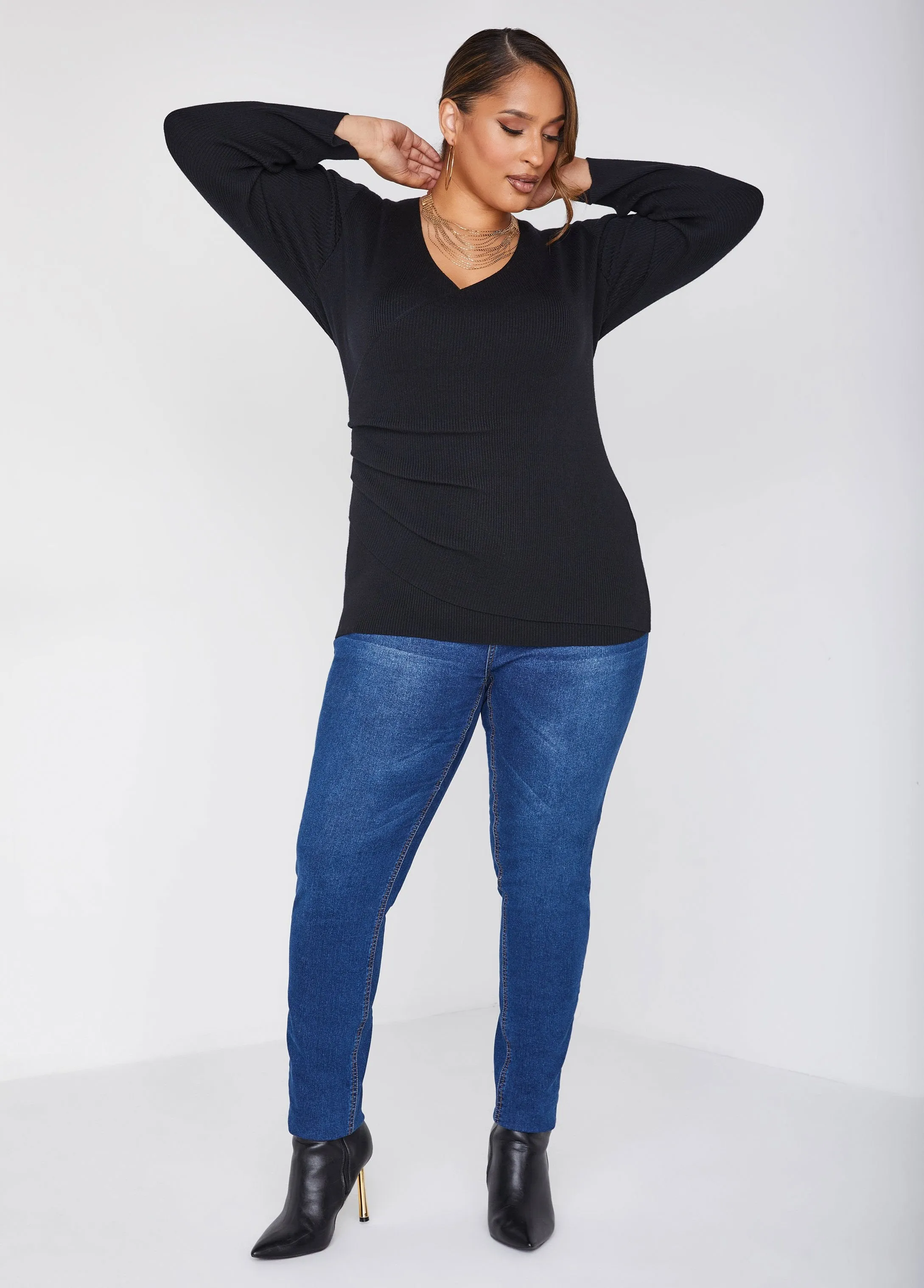 Ribbed Faux Wrap Top sold by Ashley Stewart product image thumbnail 3