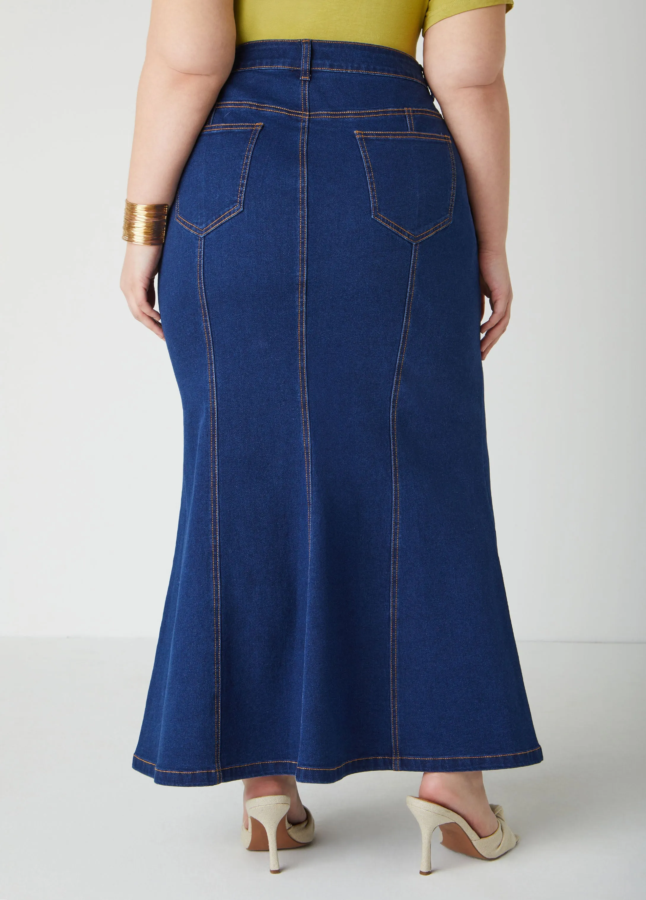 Mermaid Stretch Denim Maxi Skirt sold by Ashley Stewart product image thumbnail 2